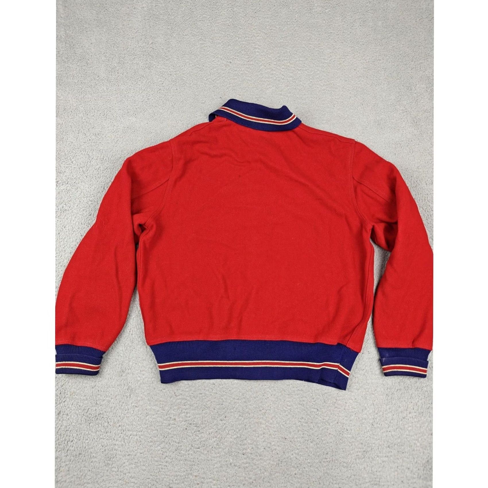 Vintage VINTAGE Whiting Jacket Mens 46 Red Wool Varsity Snap Front Rib Knit Trim Jacket Size US S / EU 44-46 / 1 - 5 Thumbnail