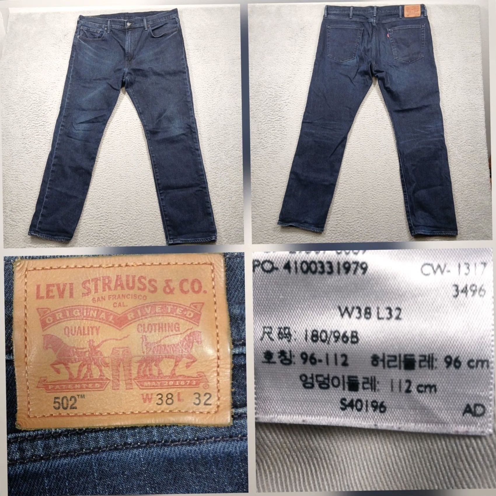 Levi's Levi's 502 Jeans Men's 38x32 Dark Wash Regular Taper Fit Denim Size US 38 / EU 54 - 2 Thumbnail