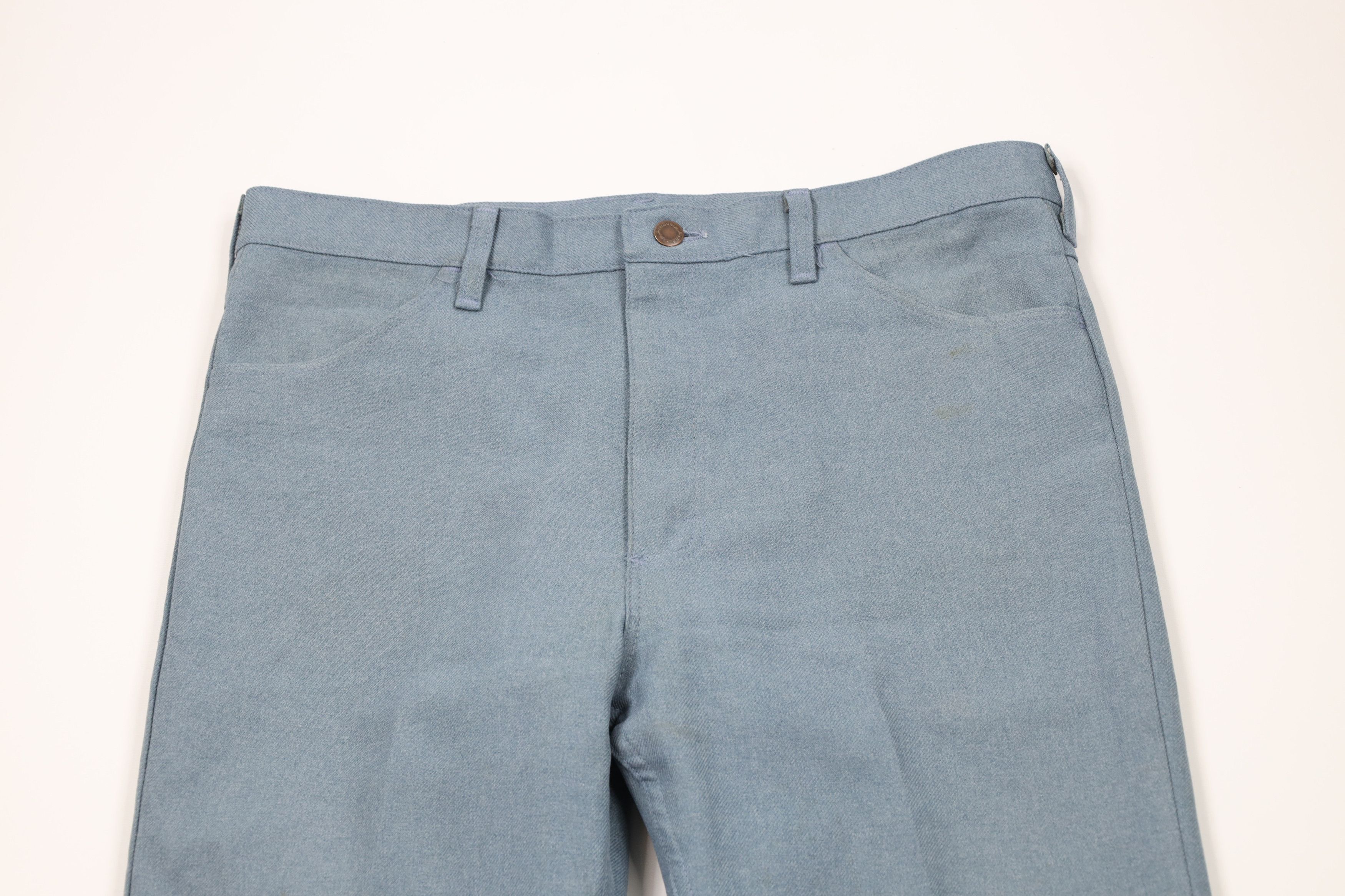 Vintage × Wrangler Vintage 70s Wrangler Knit Wide Leg Chino Pants Blue USA Size US 36 / EU 52 - 2 Thumbnail
