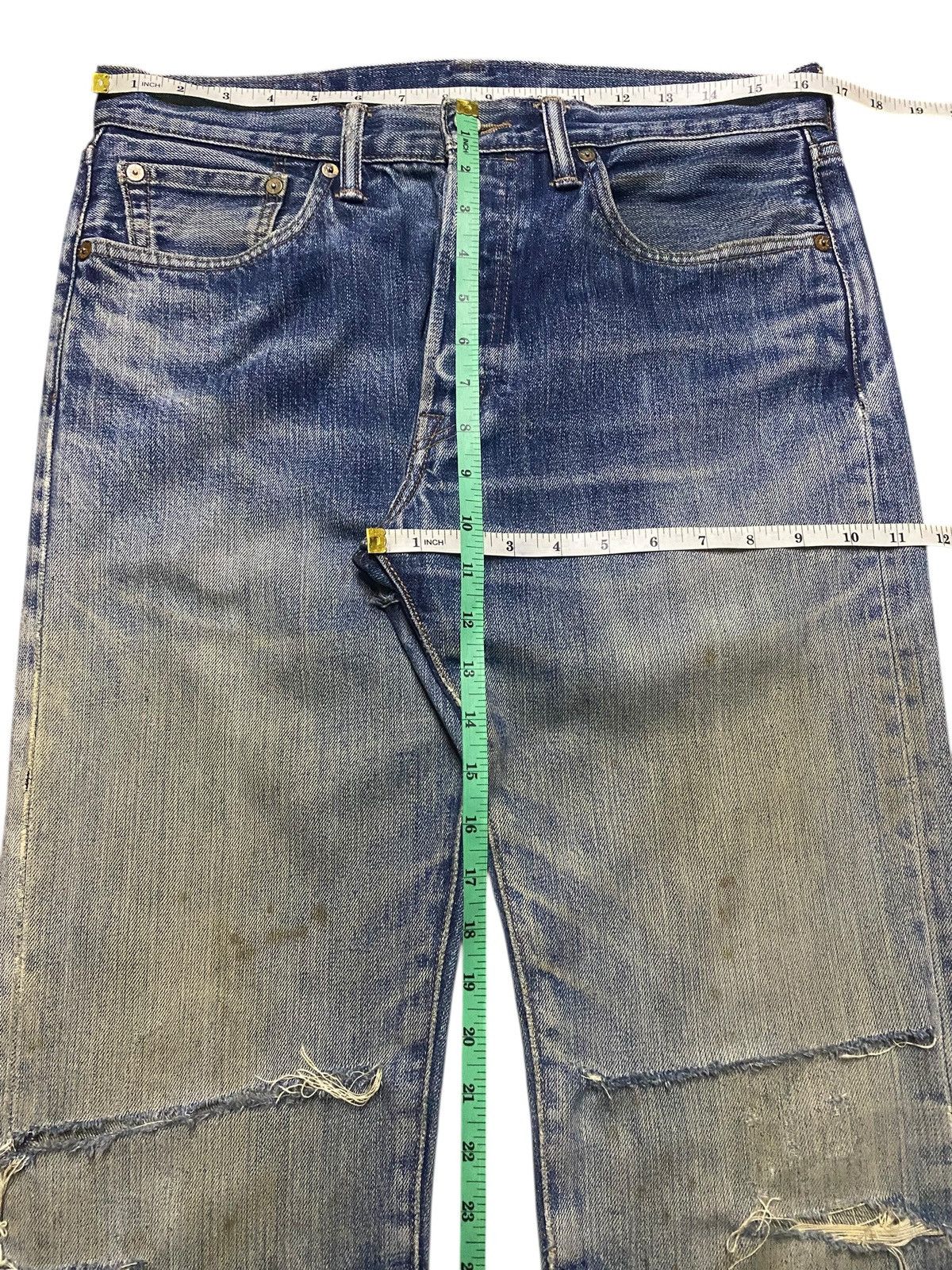Levi's Vintage Clothing Vintage Levis 501 Mud Wash Y2K Loose Ripped Jeans Size US 33 - 16 Thumbnail