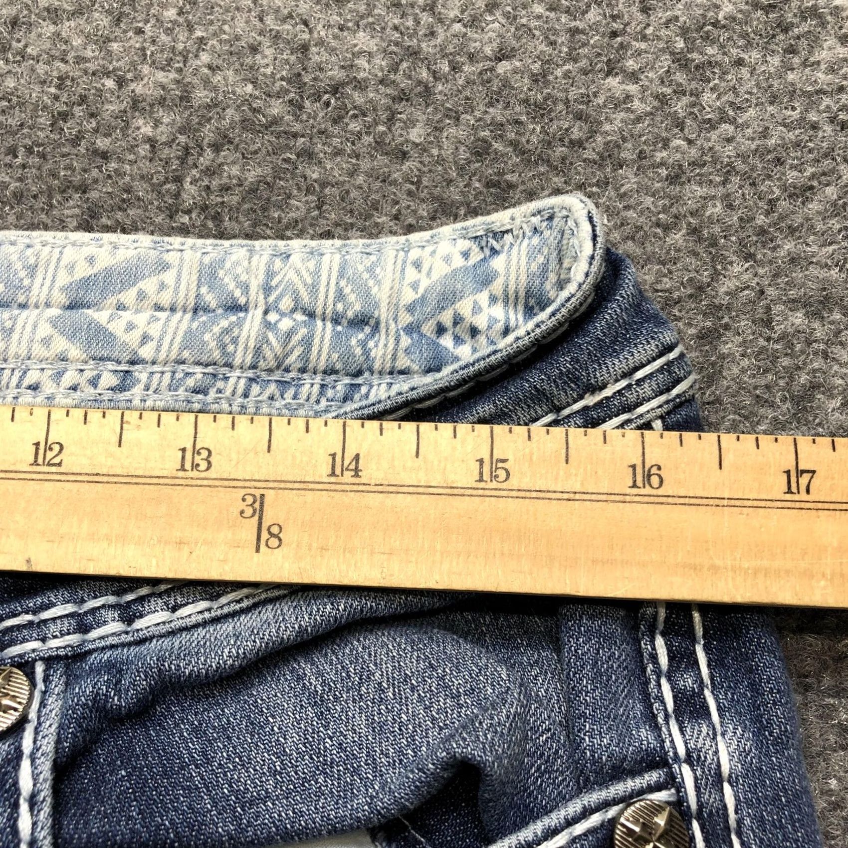 Denime Cello Jeans Juniors 13 Blue Bootcut Paisley Embroidered Rhinestone Denim Size 34" / US 12 / IT 48 - 2 Thumbnail