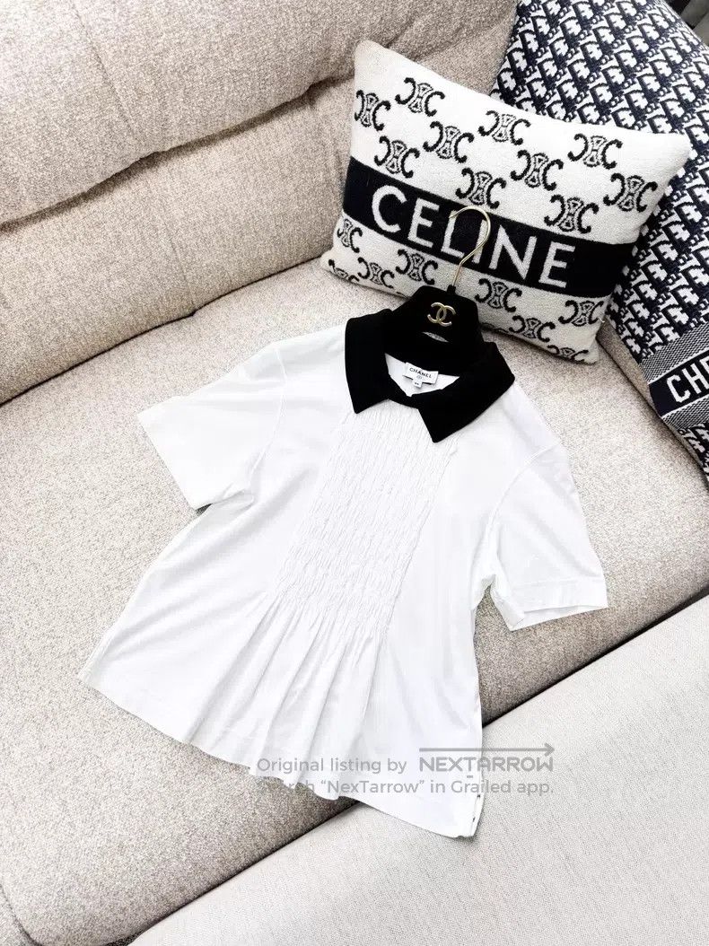 Chanel Chanel Pin black doll collar pleated short-sleeved T-shirt Size XXS / US 00 / IT 34 - 2 Thumbnail