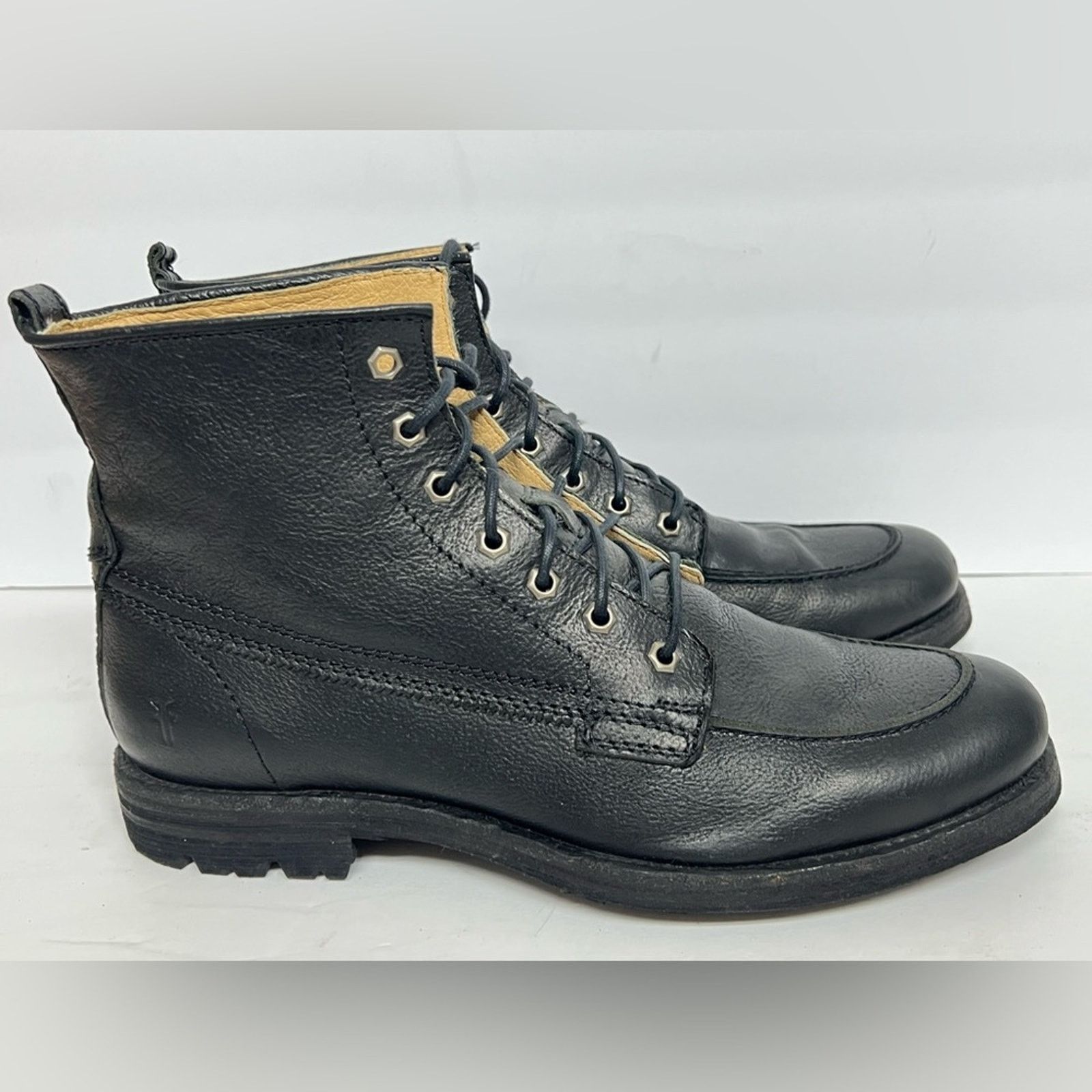 Frye Frye Ankle Boots Mens 10 D Black Leather Combat Size US 10 / EU 43 - 2 Thumbnail