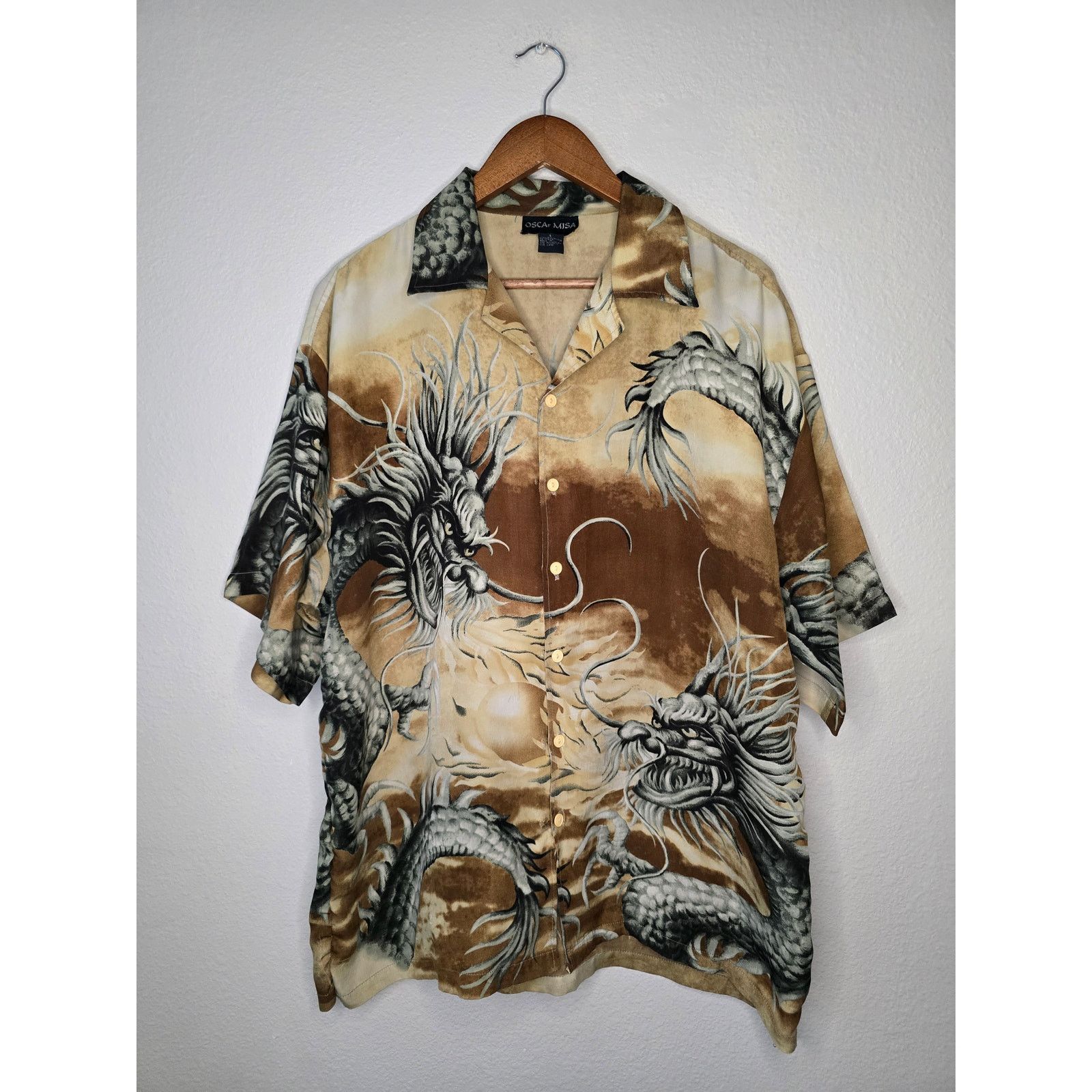 Other Y2K Dragon Shirt Brown Oscar Misa L AOP Button Up Size US L / EU 52-54 / 3 - 1 Thumbnail