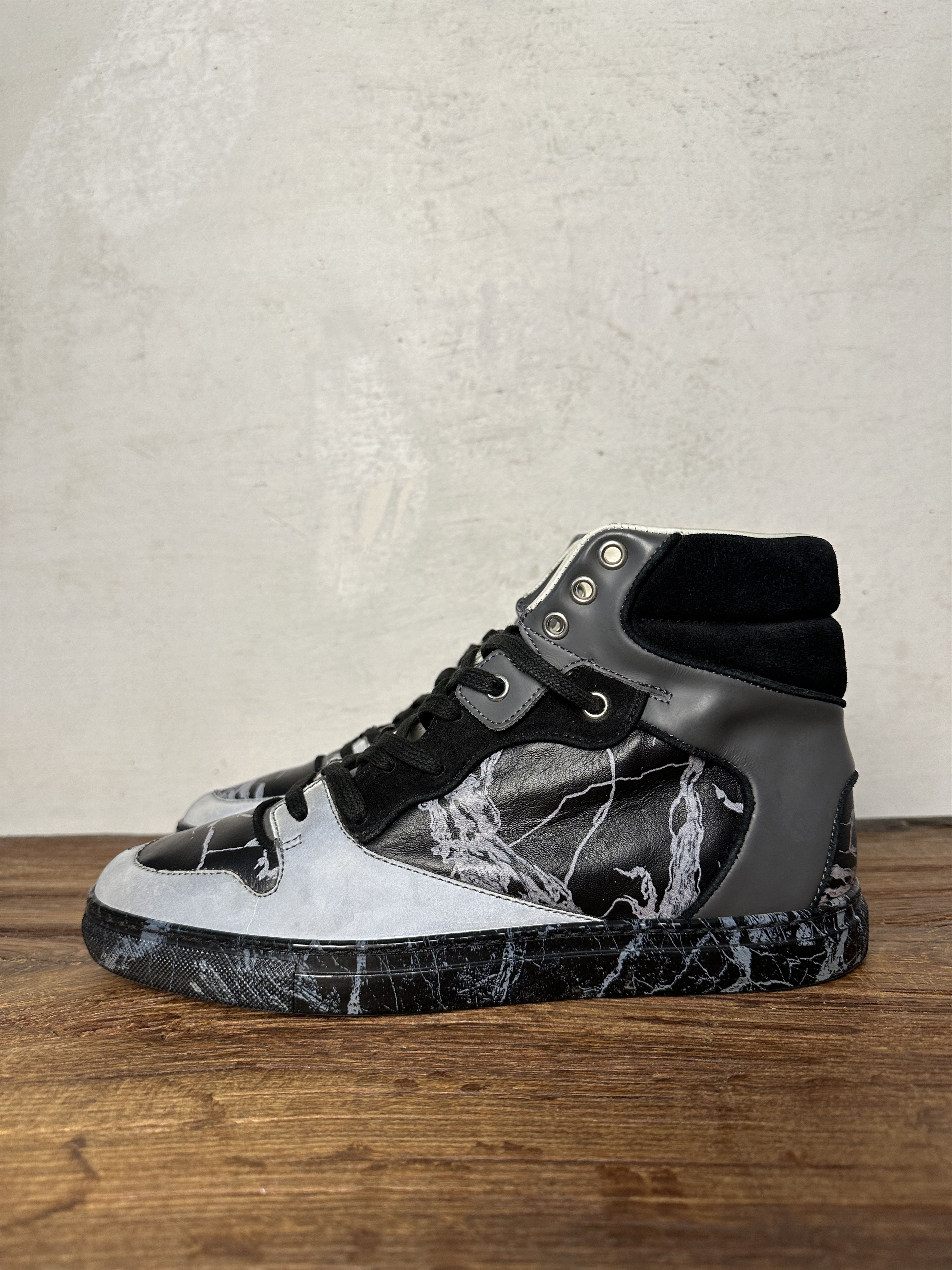 Balenciaga Balenciaga High Top Marble Print Black White Sneakers Size US 7 / EU 40 - 1 Thumbnail