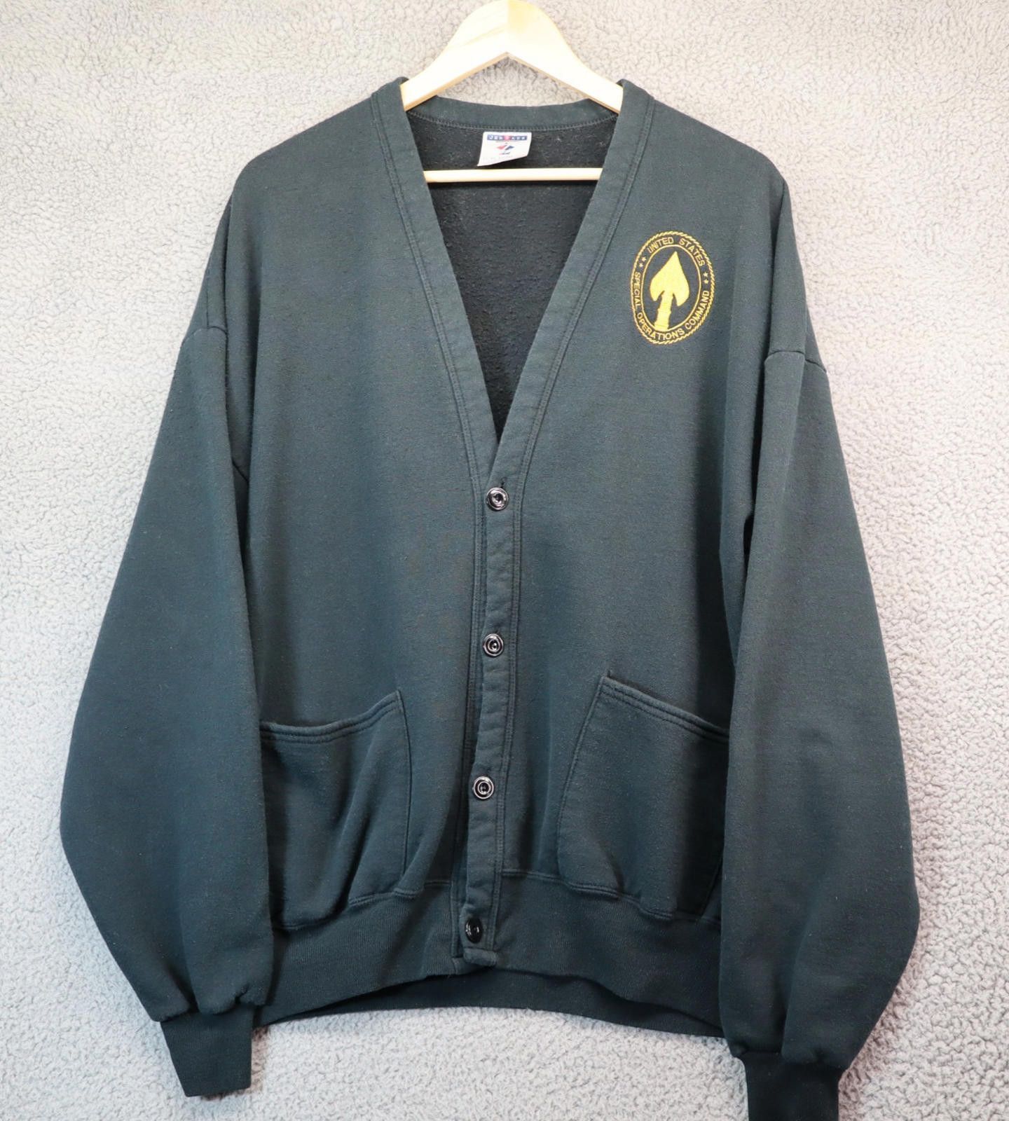 Jerzees Mens USSOCOM Jacket Cardigan Black Special Ops SOCOM Vtg Size US XL / EU 56 / 4 - 1 Thumbnail