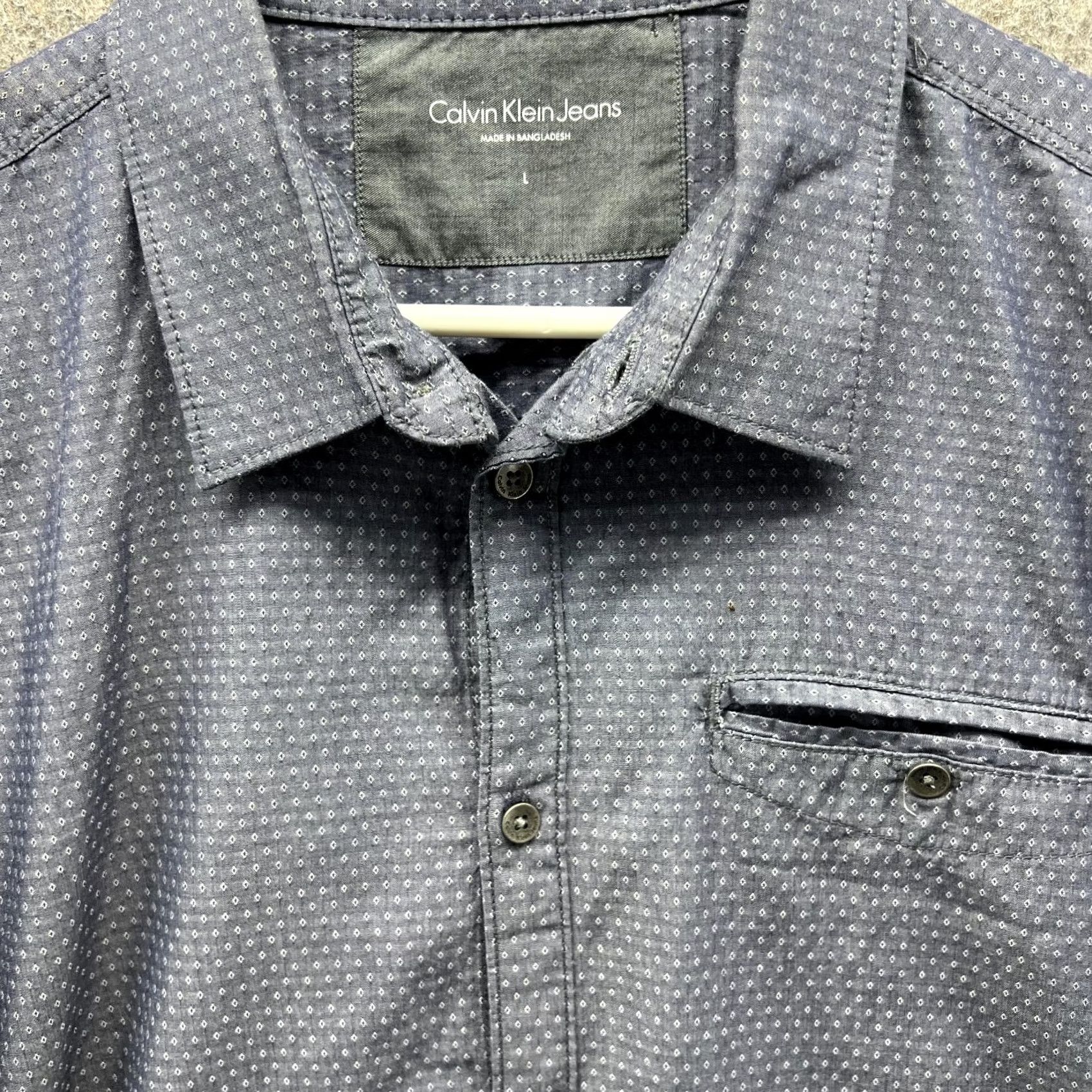 Calvin Klein Calvin Klein Collection Shirt Men Large Blue Polka Dot Button-Down Cotton Casual Size US L / EU 52-54 / 3 - 7 Thumbnail