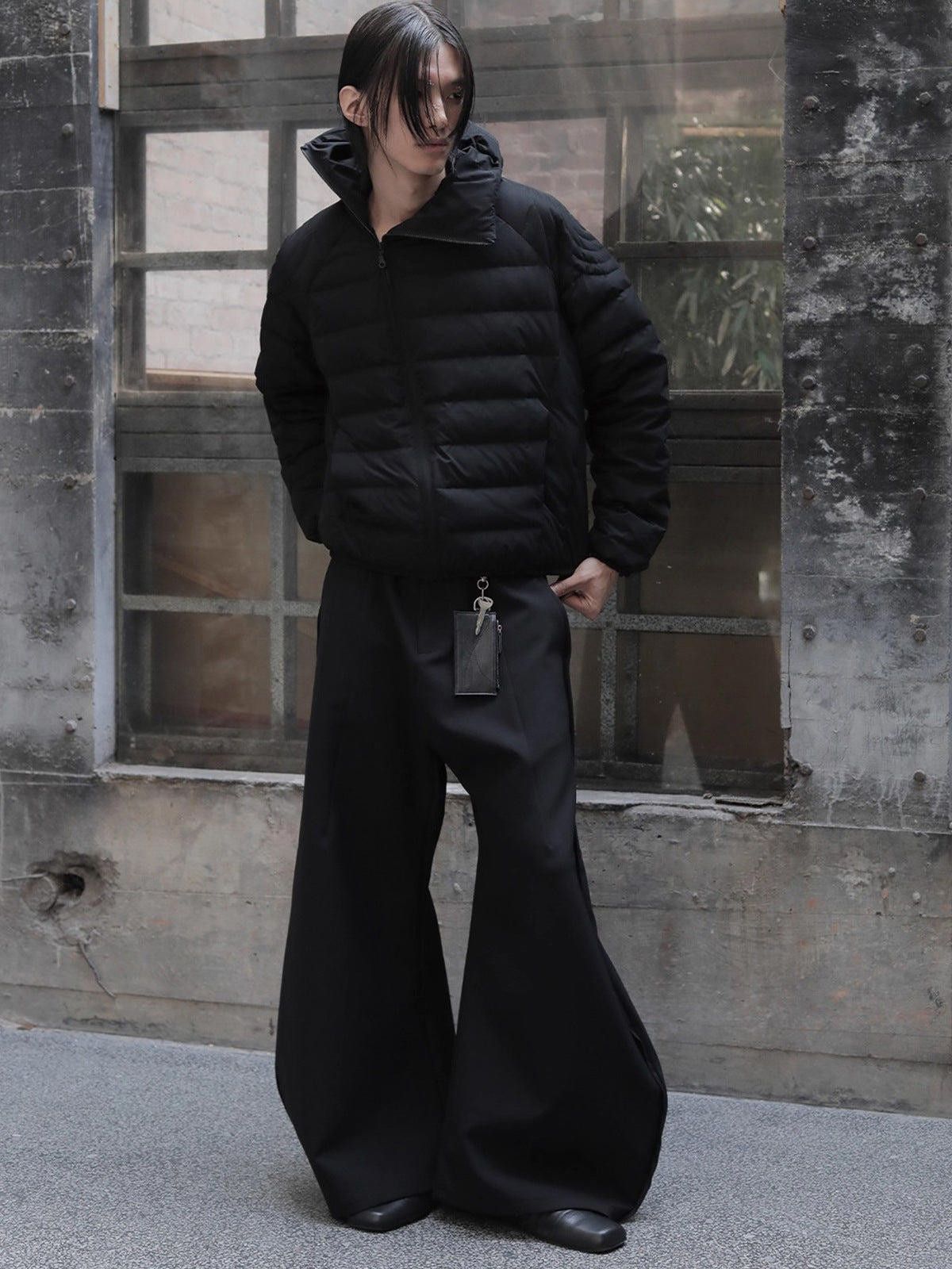 Japanese Brand Black Puffer Jacket, Quilted Men's Outerwear Size US M / EU 48-50 / 2 - 2 Thumbnail