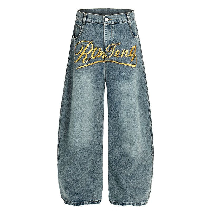 Vintage American embroidered washed scimitar jeans loose fit Size US 32 / EU 48 - 1 Thumbnail