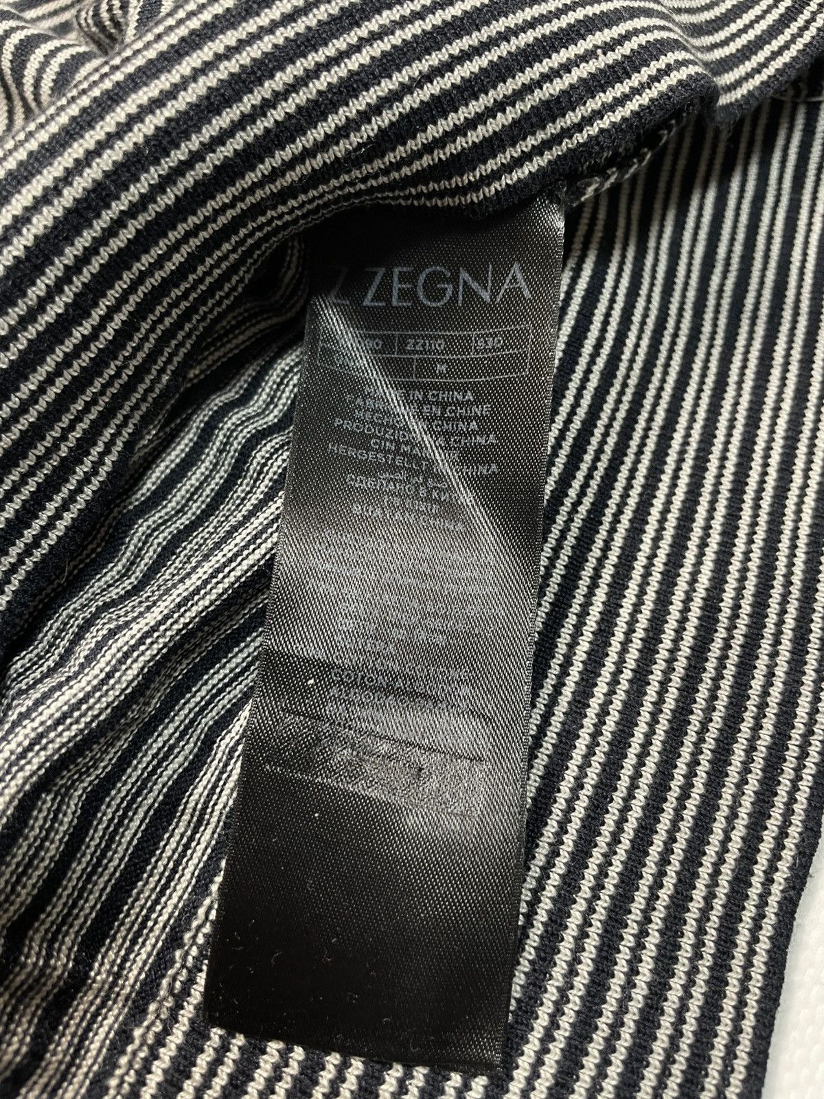 Z Zegna Z Zegna Navy Striped Wool & Silk Crewneck Sweater Size M Size US M / EU 48-50 / 2 - 3 Thumbnail