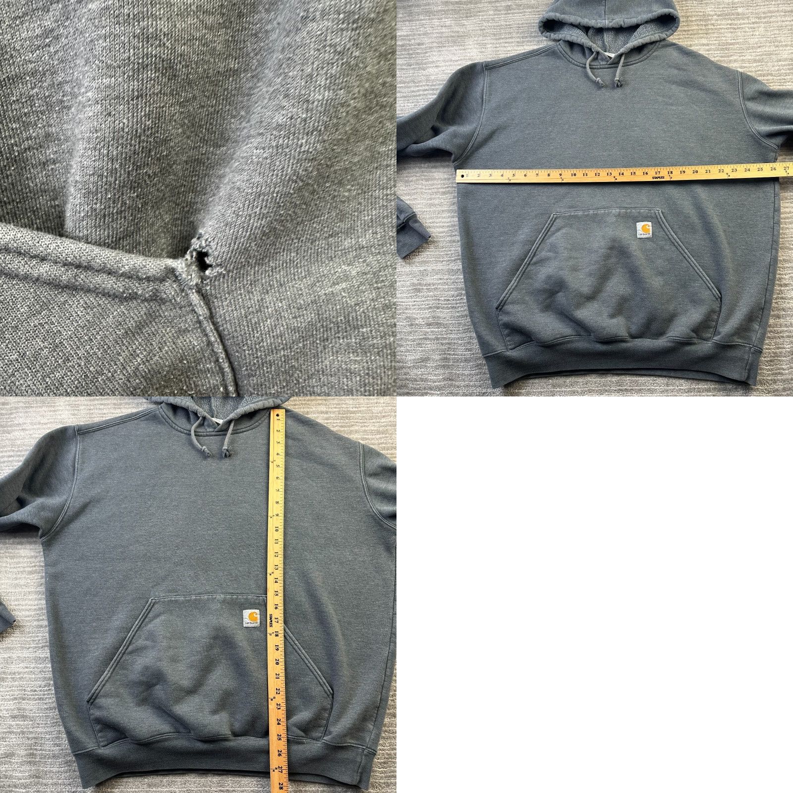 Carhartt Carhartt Hoodie Mens XL Gray Fleece Sweatshirt Pullover Work Wear Crew Neck Hooded Embroidered Logo Pockets All Seasons Regular Size US XL / EU 56 / 4 - 8 Thumbnail