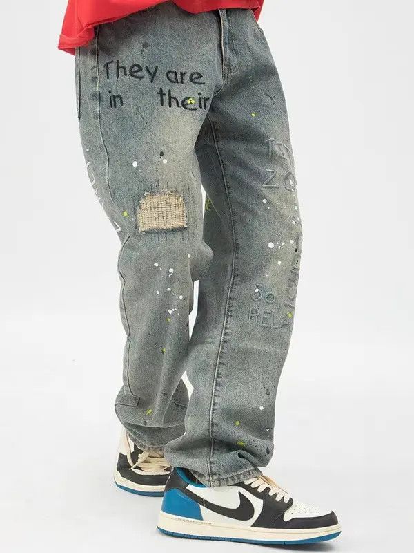VIBE Retro graffiti splashed street hip hop jeans Size US 32 / EU 48 - 4 Thumbnail