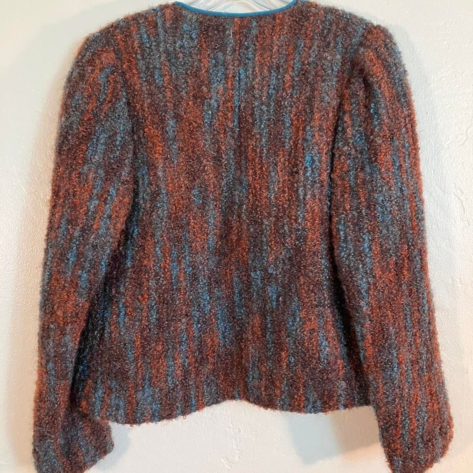 Vintage Brown and blue vintage 80s textured wool blazer Medium Size M / US 6-8 / IT 42-44 - 4 Thumbnail