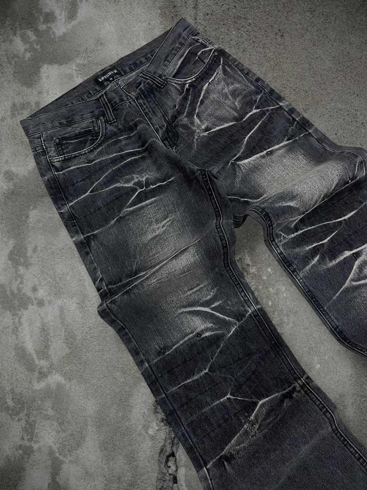 LOWBOX Vintage Og 1990s Japan Designer Lowbox Tribal Spiral Denim Size US 29 - 15 Thumbnail