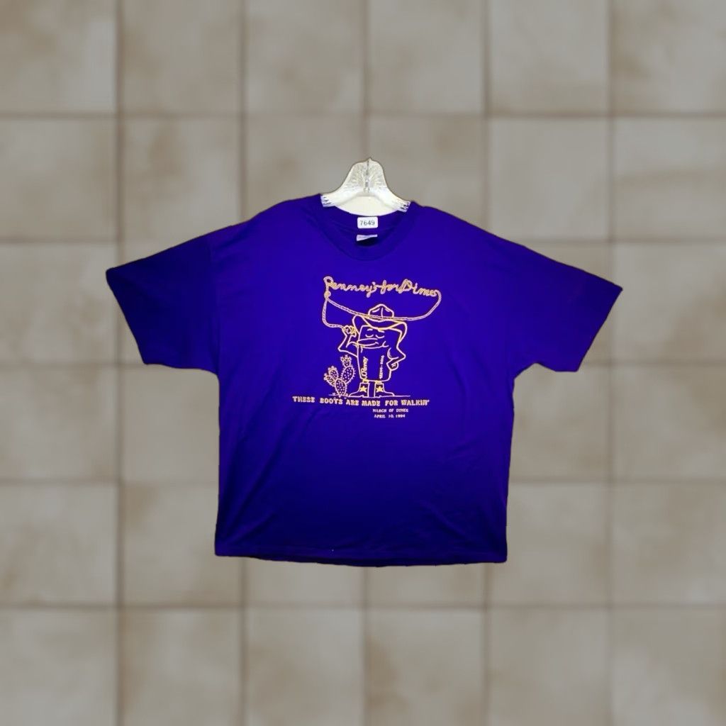 Hanes VINTAGE Hanes Graphic Print T-Shirt Unisex Adults 2XL Purple Cowboy 90s Retro Size US XXL / EU 58 / 5 - 1 Thumbnail