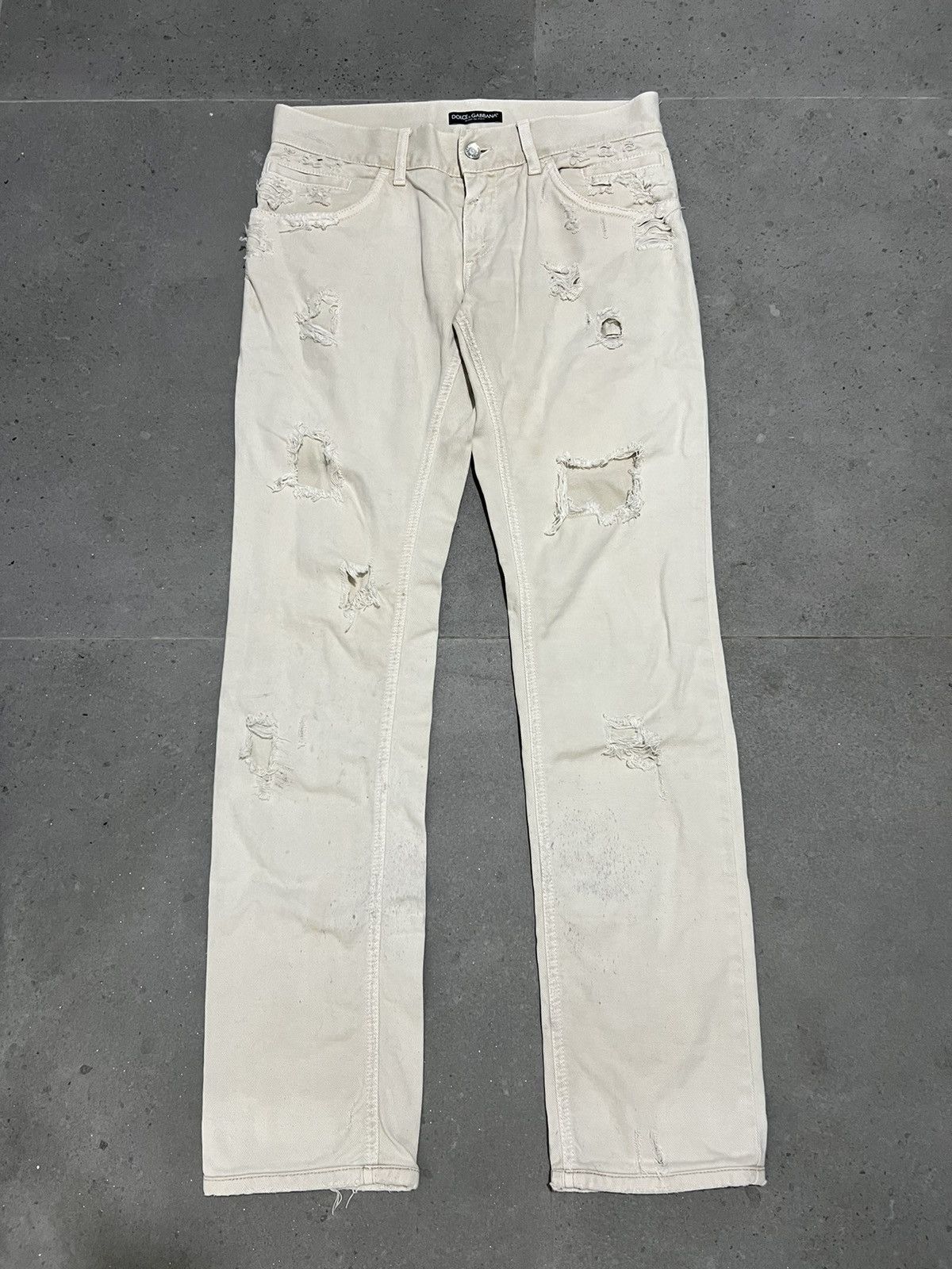 image of Dolce Gabbana 2000’S Dolce & Gabbana Crash Denim in White, Men's (Size 31)