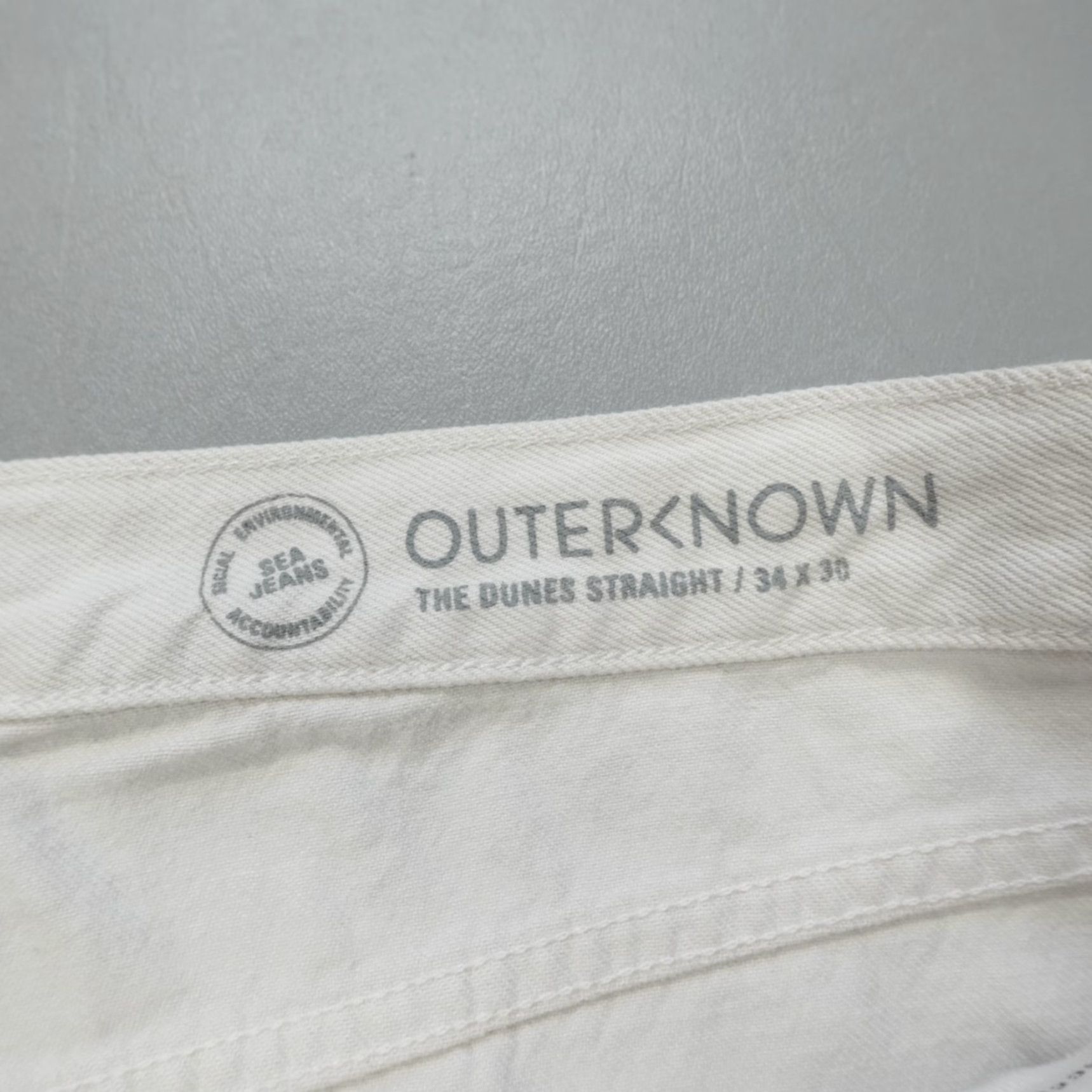 Outerknown Outerknown The Dunes Straight Jeans 34x30 SXC Organic Cotton Denim Mens Regular 5-Pocket Ivory Solid Size US 34 / EU 50 - 3 Thumbnail