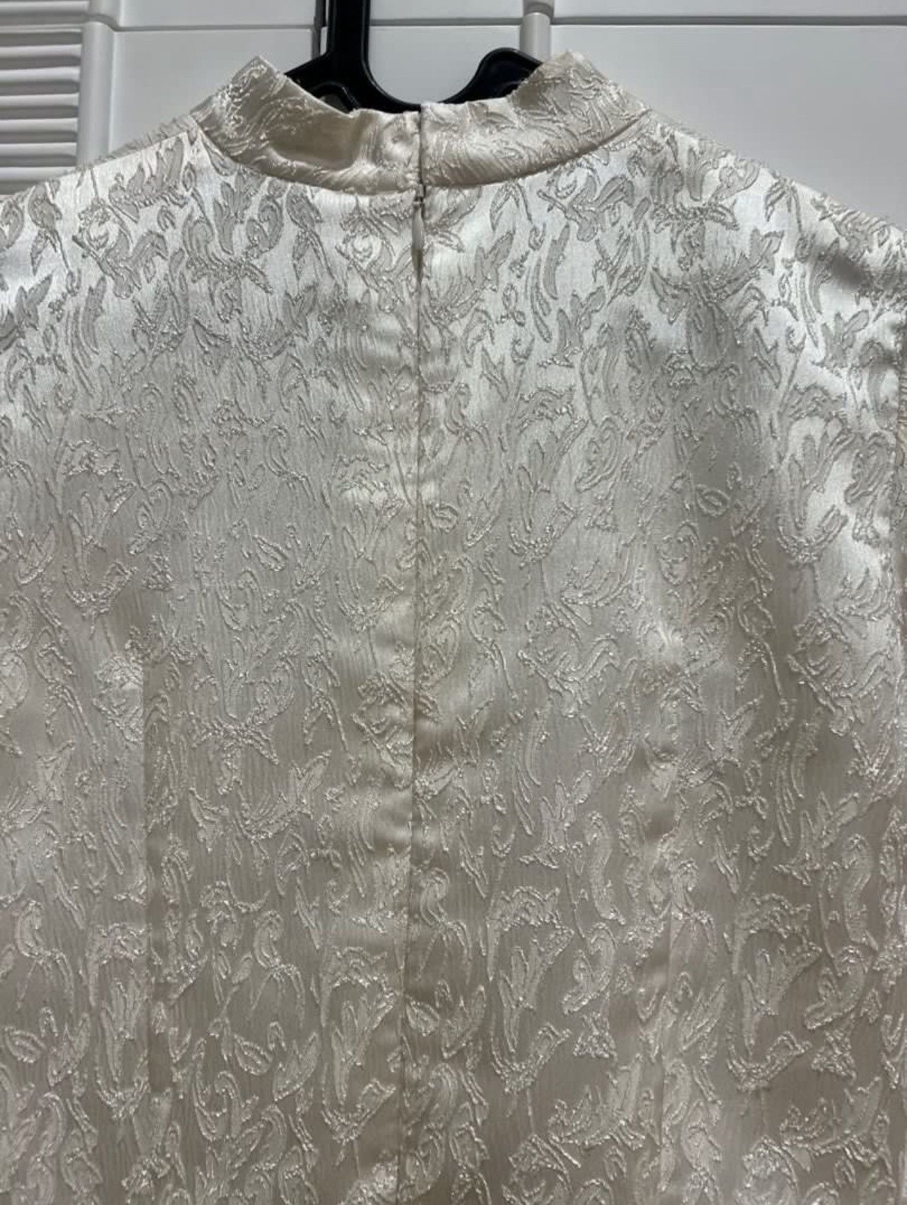 Designer Votum Sebastian Gunawan Floral White Turtleneck Cream Dress Size S / US 4 / IT 40 - 8 Thumbnail