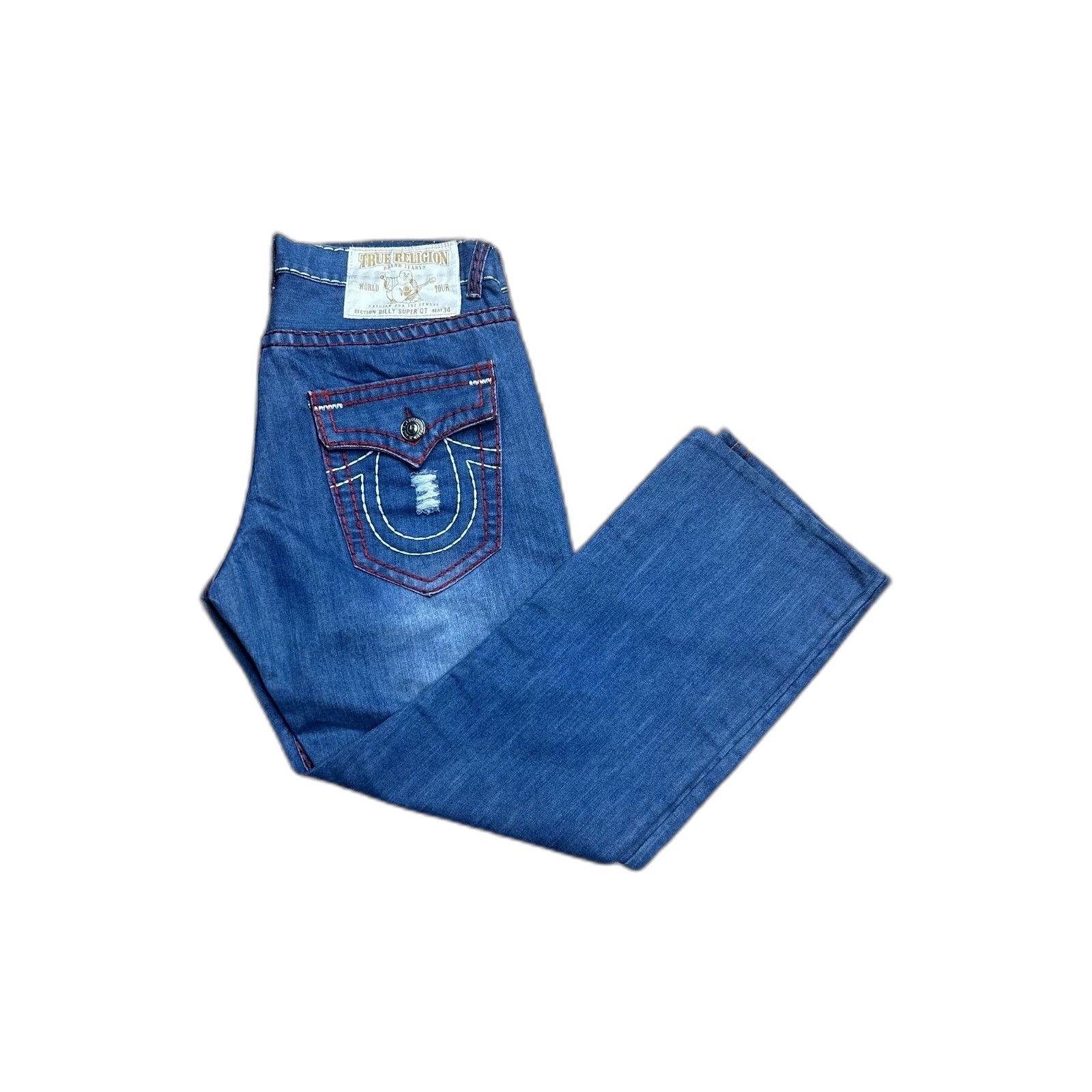 True Religion True Religion Billy Super QT Jeans Red Stitching Denim 36x30 Size US 36 / EU 52 - 7 Thumbnail