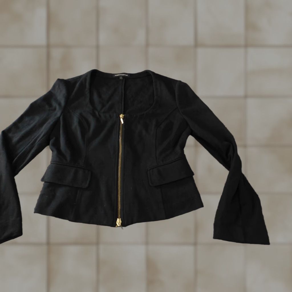 Express Express Womens Jacket 4 Black Nylon Rayon Zip Stretch Classic Design Studio casual new title Size S / US 4 / IT 40 - 1 Thumbnail
