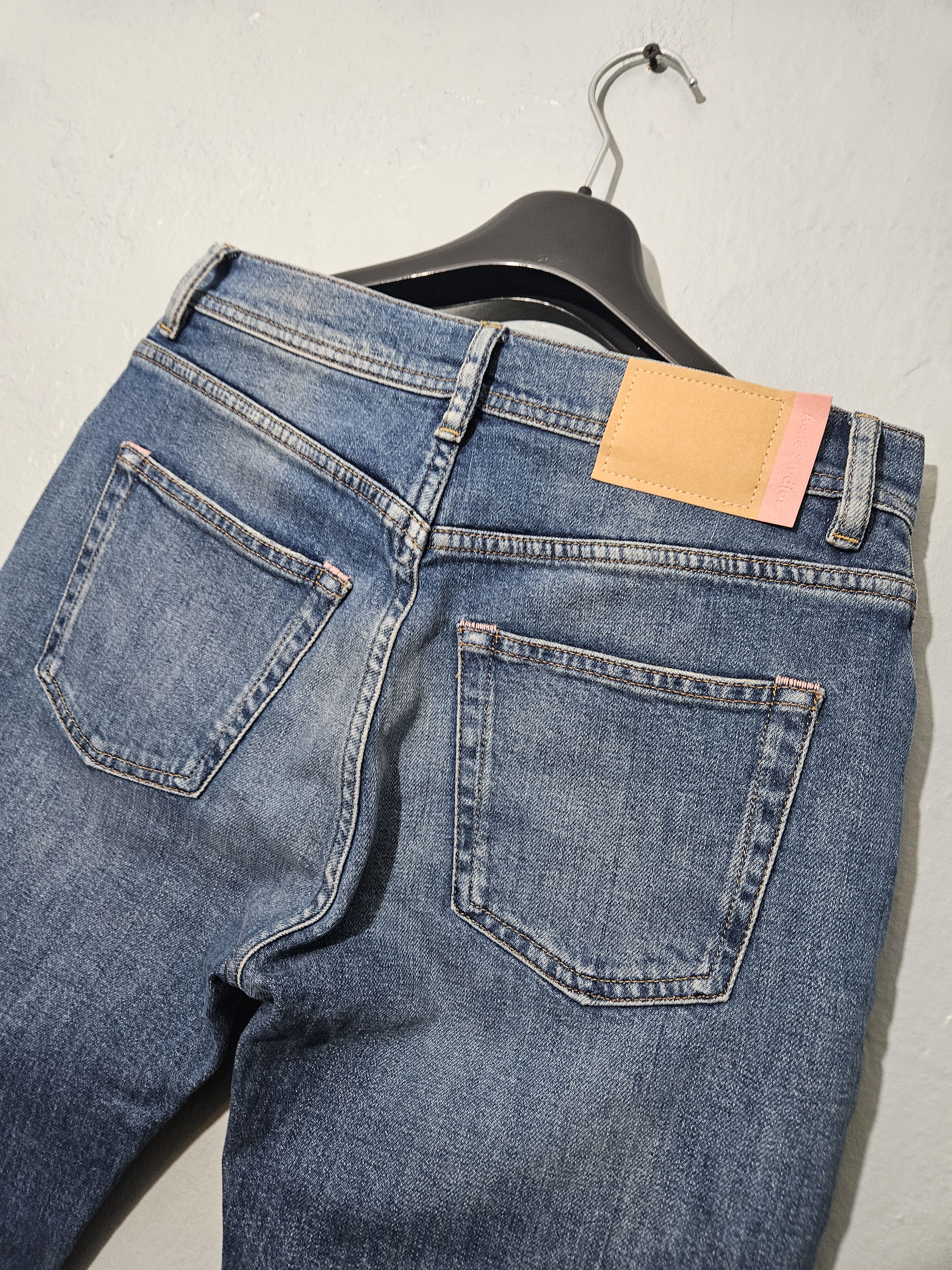 Acne Studios Blå Konst Melk Mid Blue AW18 Back Tab Denim Jeans Size US 27 - 3 Thumbnail