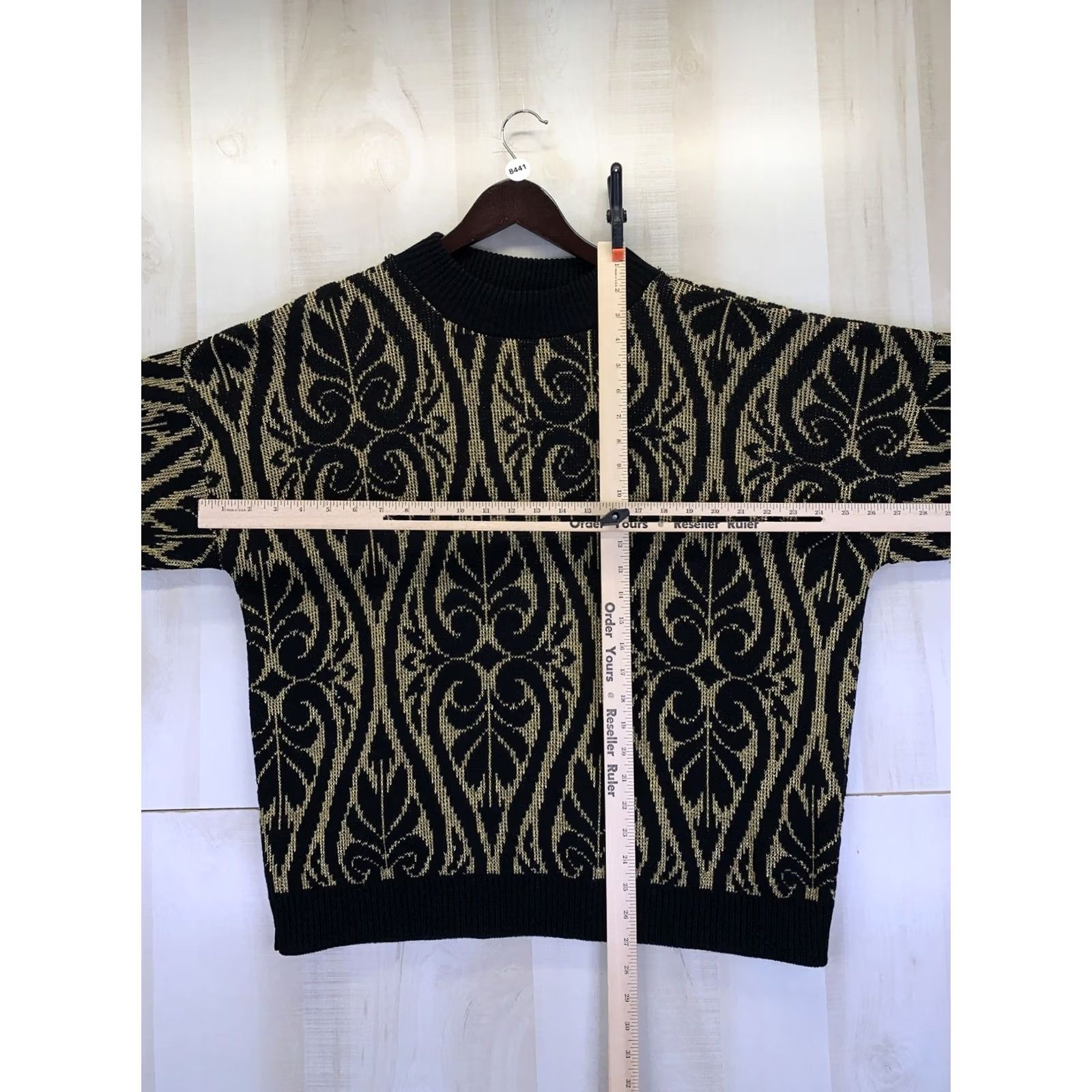Vintage VINTAGE Fortune Knits Womens Black Glitter Gold Thread Sweater-8441 Size XXL / US 16-18 / IT 52-54 - 2 Thumbnail