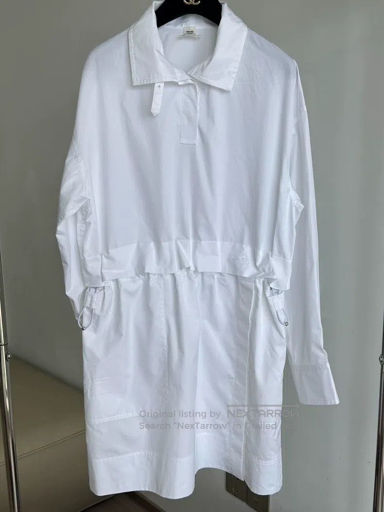 Hermes Hermes White pleated long sleeve shirt dress Size XS / US 0-2 / IT 36-38 - 1 Thumbnail