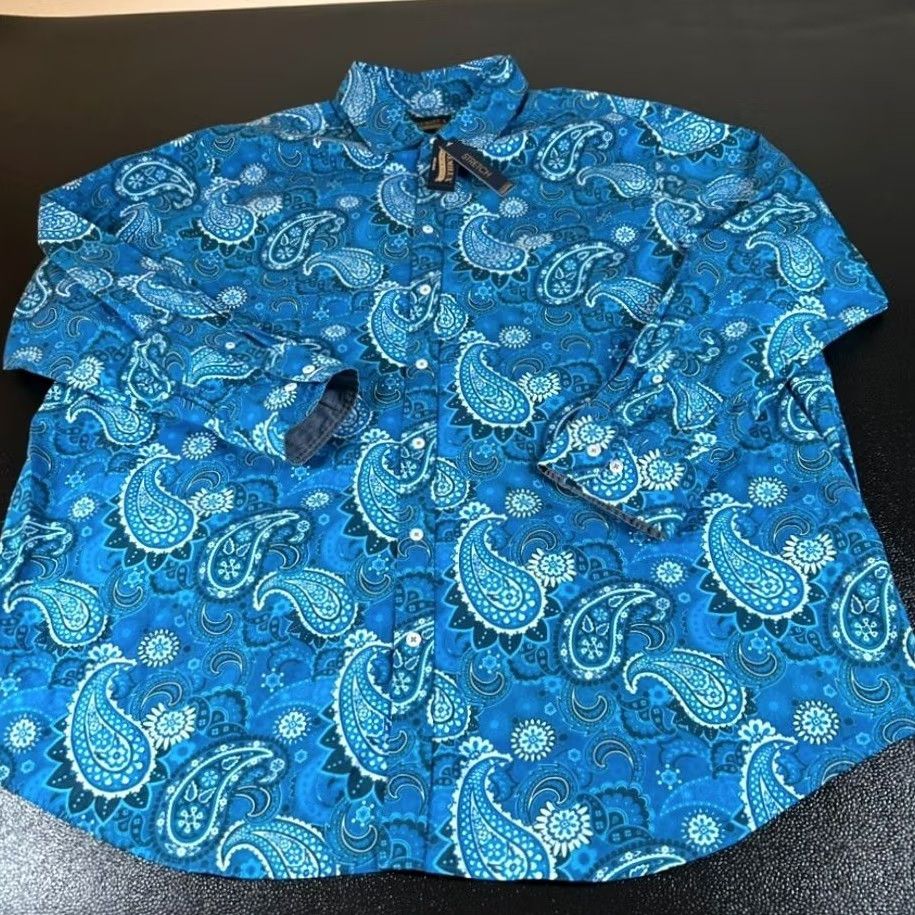 Cremieux Cremieux Button-Down Shirt Big 3XB Paisley Blue Mens Long Sleeve Stretch Casual Shirt Womens? Size US XXL / EU 58 / 5 - 3 Thumbnail