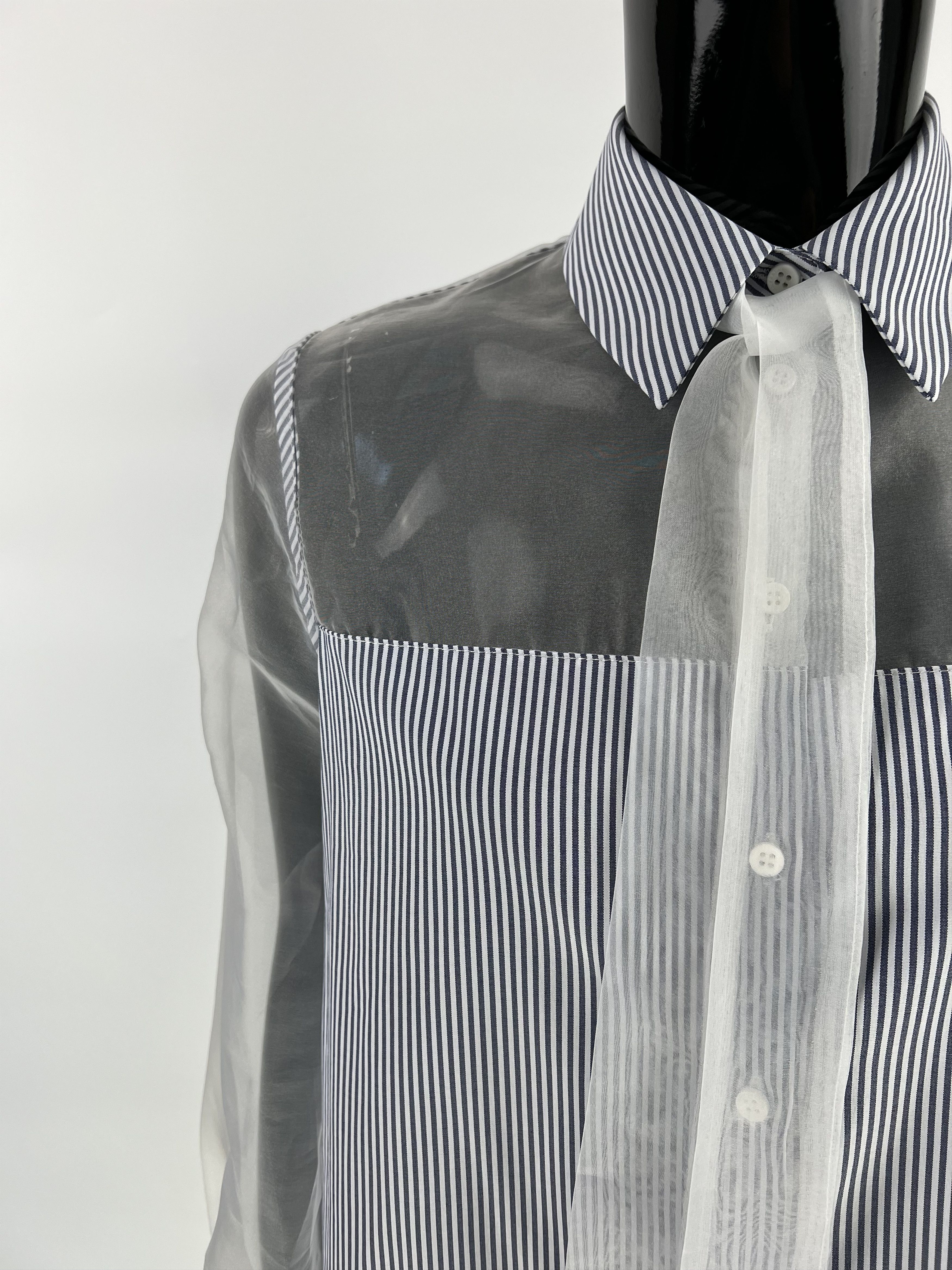 Imperial Imperial Women's Striped Mesh Button Up Shirt Size XS/S Size XS / US 0-2 / IT 36-38 - 9 Thumbnail