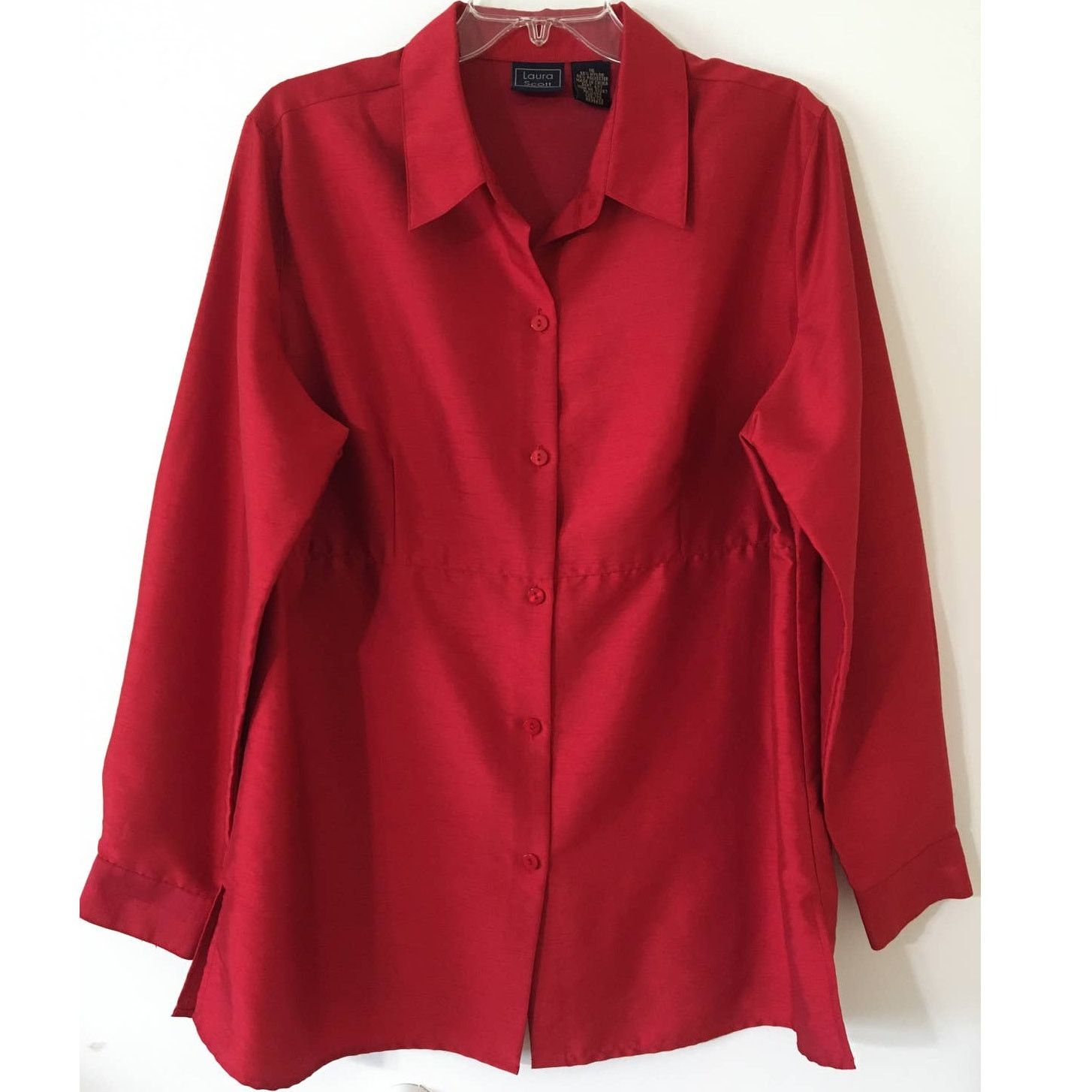 Other NWOT Laura Scott Size 16 Button Up Long Sleeve Red Blouse Size XXL / US 16-18 / IT 52-54 - 1 Thumbnail