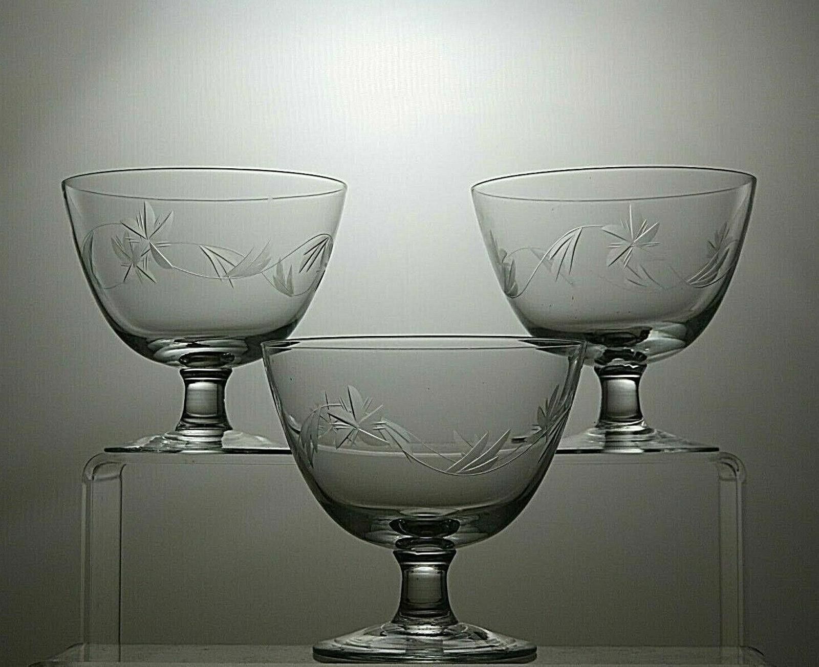 The Unbranded Brand Lead Crystal Cut Glass Set Of 3 Footed Dessert bowls 3 1/3" Size ONE SIZE - 2 Thumbnail
