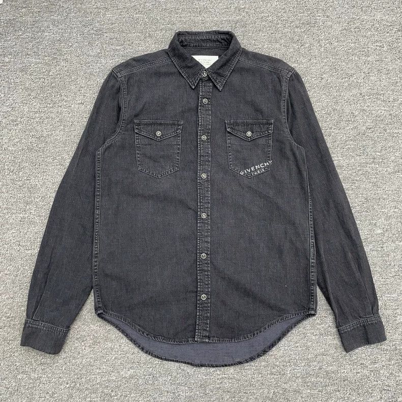 Givenchy gray denim shirt with Givenchy logo-dmc Size US S / EU 44-46 / 1 - 1 Thumbnail