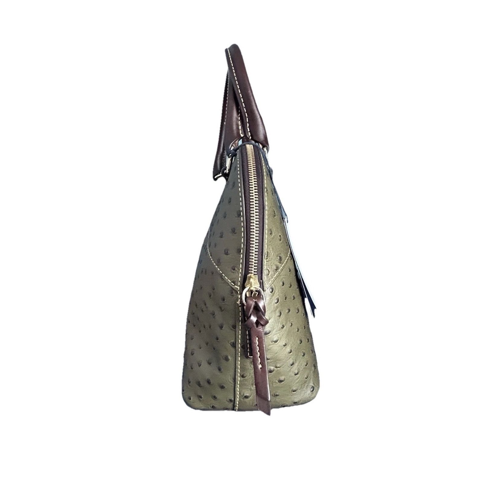 Dooney & Bourke NWT Dooney Bourke Ostrich Leather Carter Satchel Olive Dome Size ONE SIZE - 15 Thumbnail