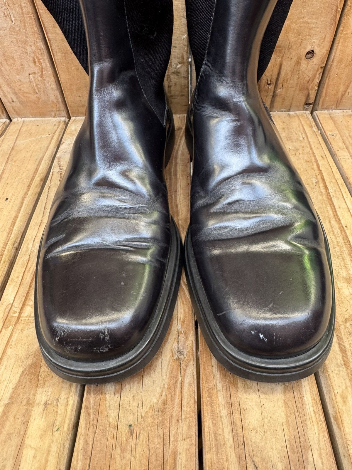 Prada Prada Men’s shinny patent black leather boots Sz USA 9 UK 8 Size US 9 / EU 42 - 4 Thumbnail