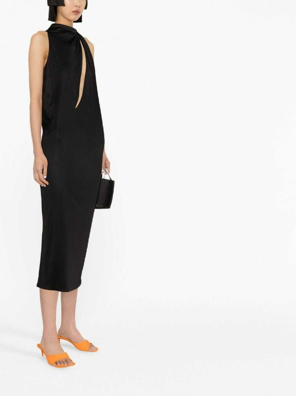 Versace o1y0226 Midi Dress in Black Size S / US 4 / IT 40 - 2 Thumbnail