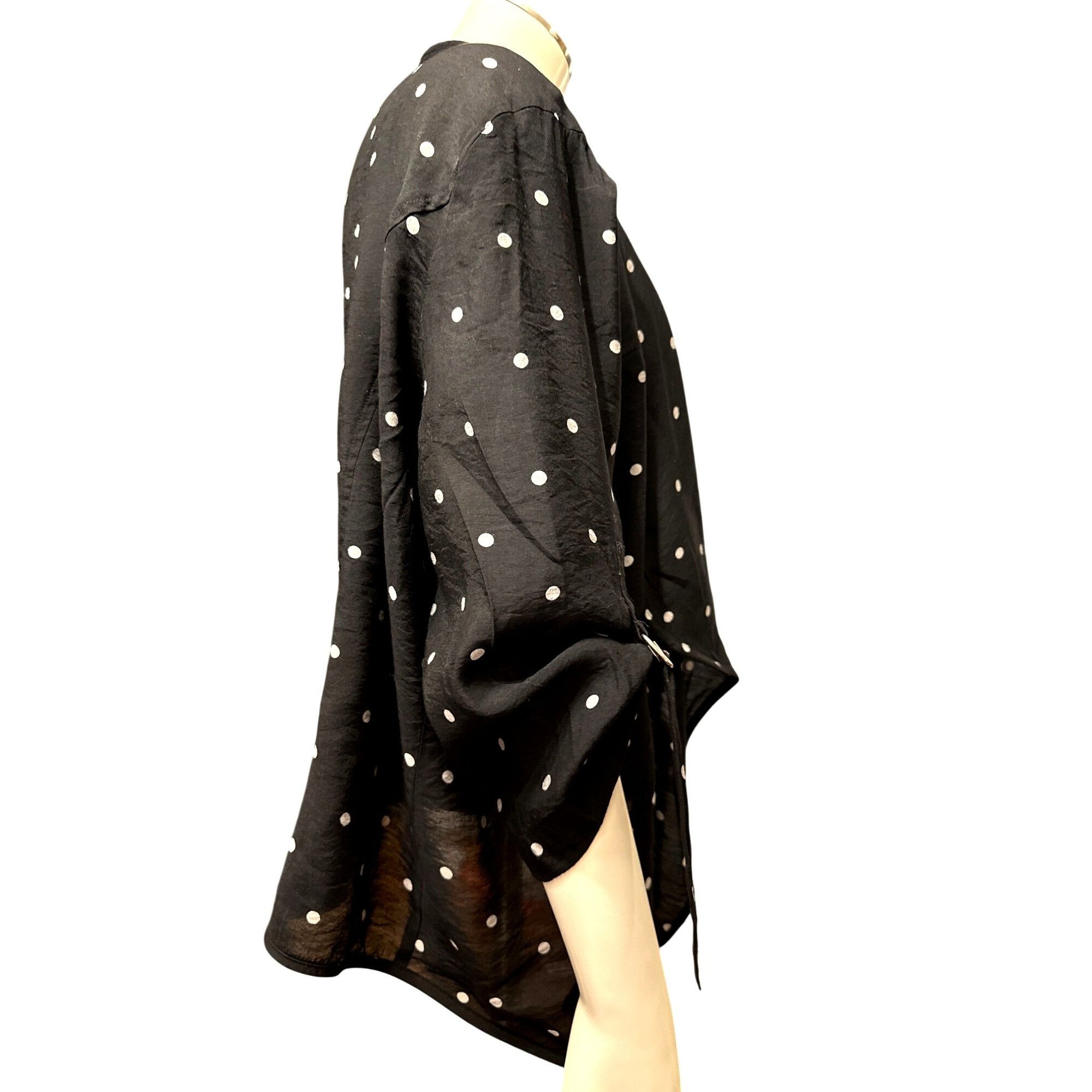 Chicos Chicos Black Polka Dot Cardigan Lightweight Open Front Blous Size L / US 10 / IT 46 - 4 Thumbnail