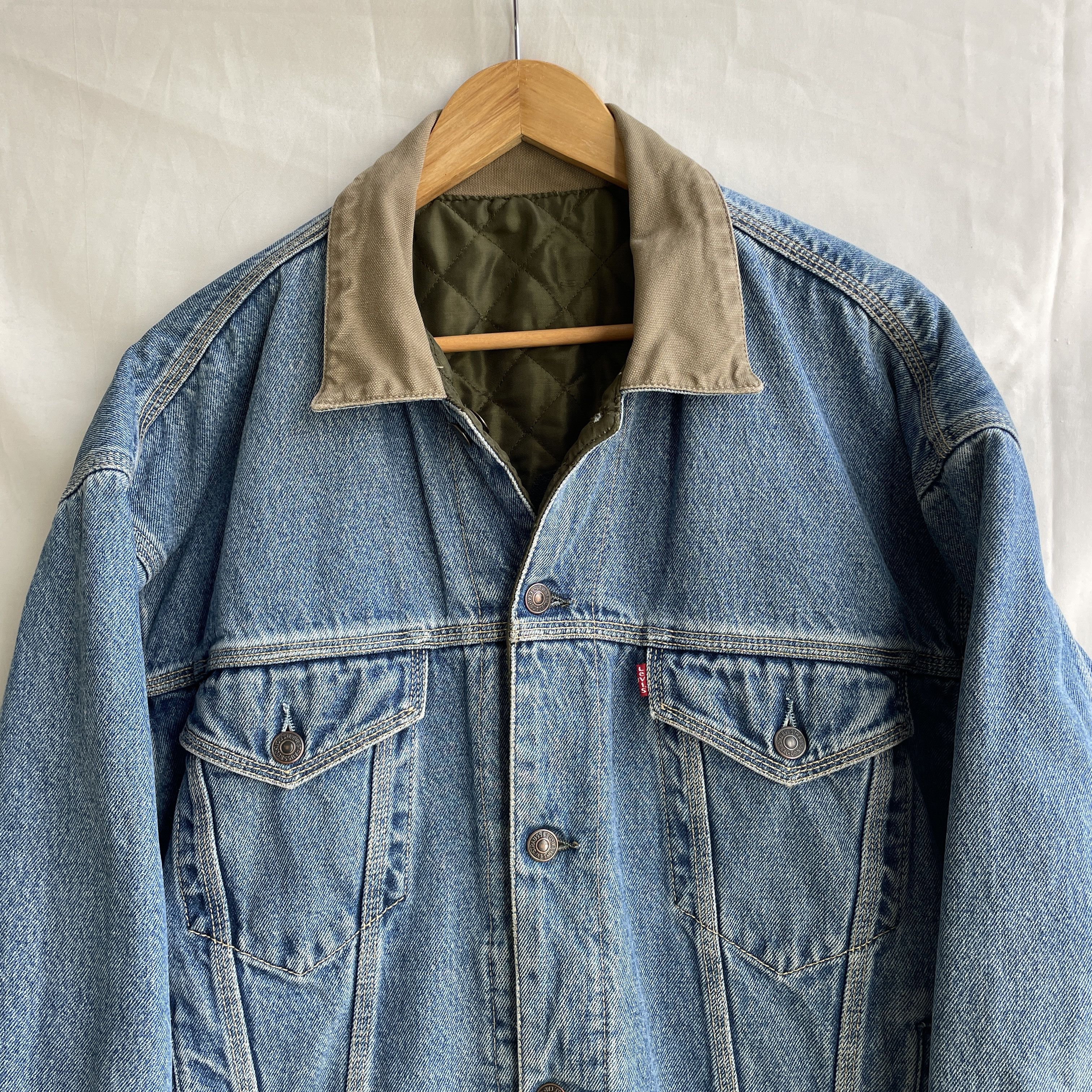 Levi's Levi's VTG 90s Reversible Quilted Chain Stitch Denim Trucker Size US M / EU 48-50 / 2 - 6 Thumbnail