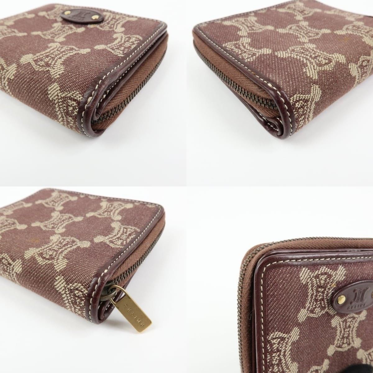 Celine Celine Macadam Denim Wallet Burgundy Size ONE SIZE - 4 Thumbnail