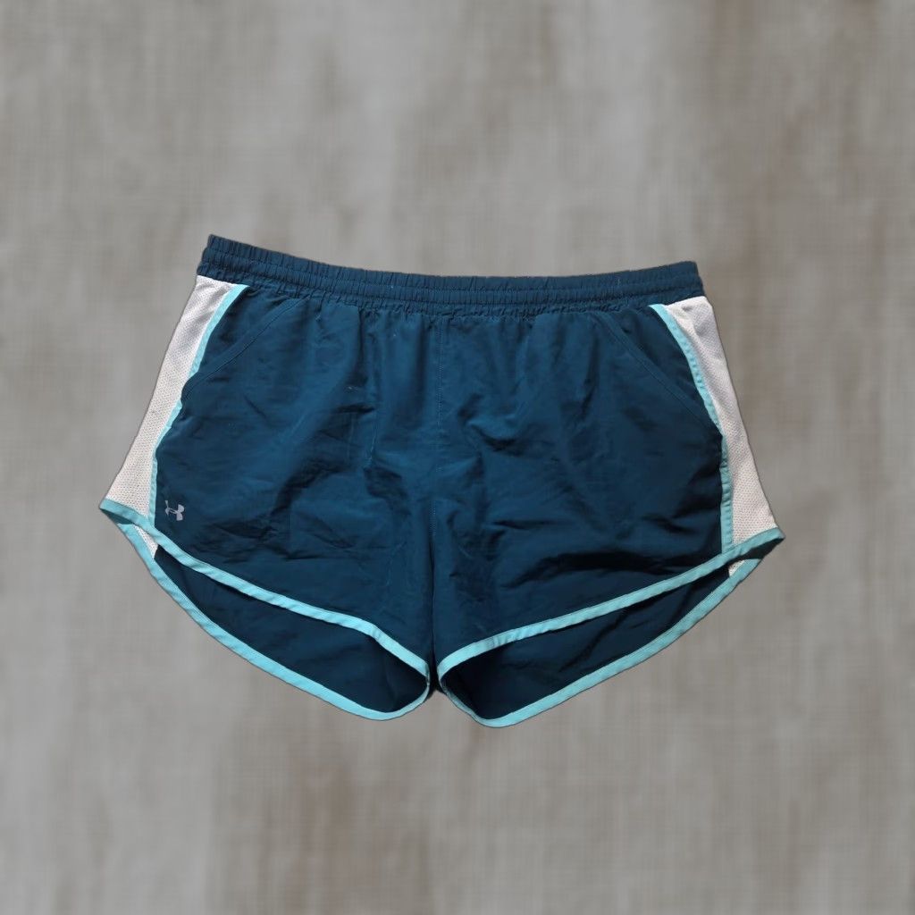 Under Armour Under Armour Heatgear Shorts Drawstring Blue White Women's XL Extra Large Adult Pant Size 40" / US 18 - 1 Thumbnail