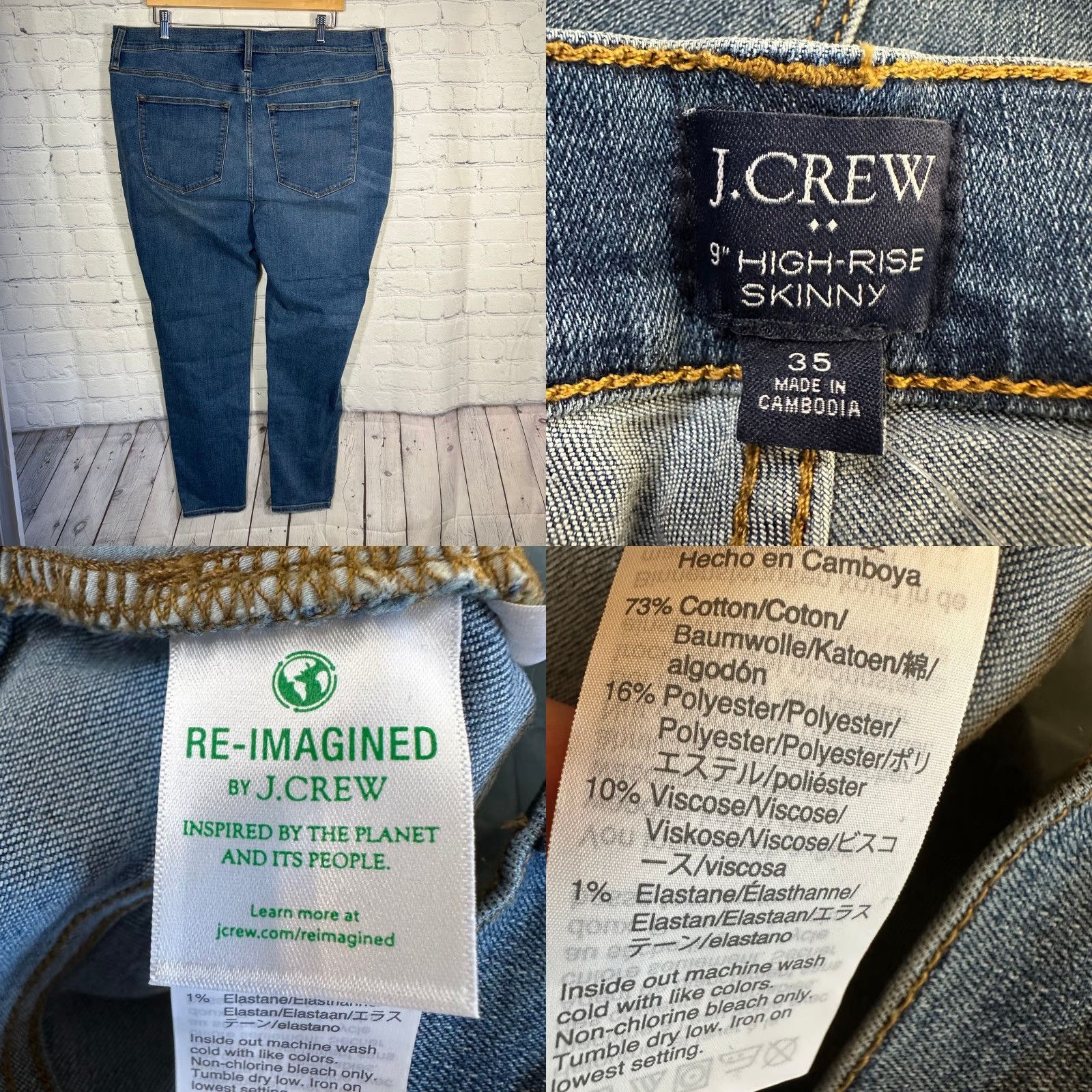 J.Crew J.Crew High Rise Skinny Jeans Button Fly Blue Denim Plus 35 Womens Vintage No New Size 24" / US 00 / IT 34 - 8 Thumbnail
