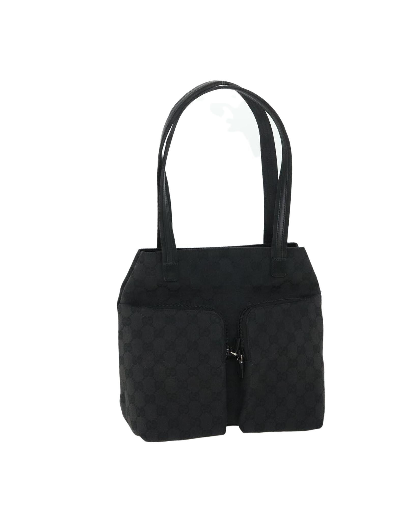 image of Gucci Classic Black Canvas Shoulder Bag, Women's