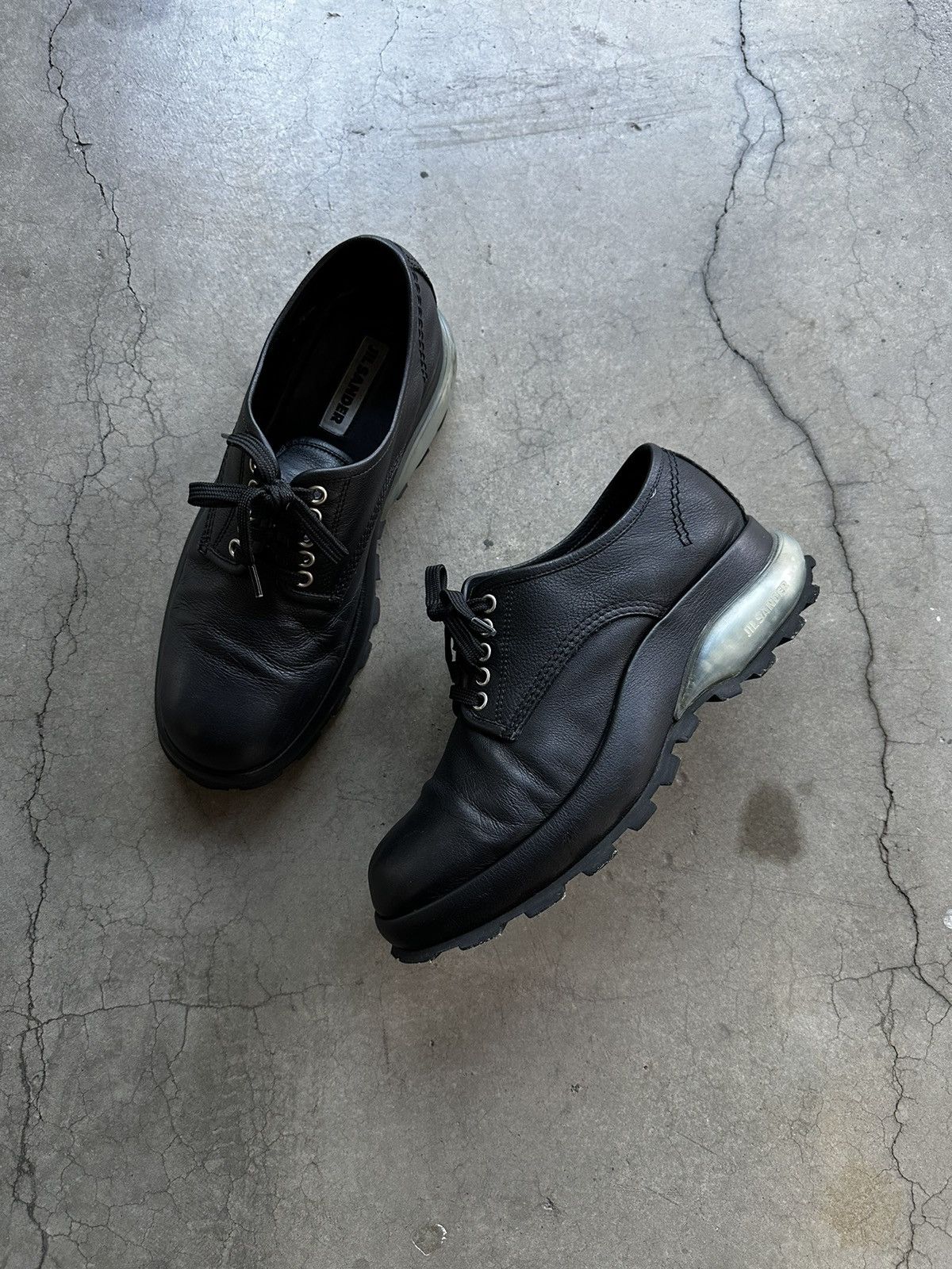 Jil Sander Black Leather Derbys Shoes, Men's (Size 8)