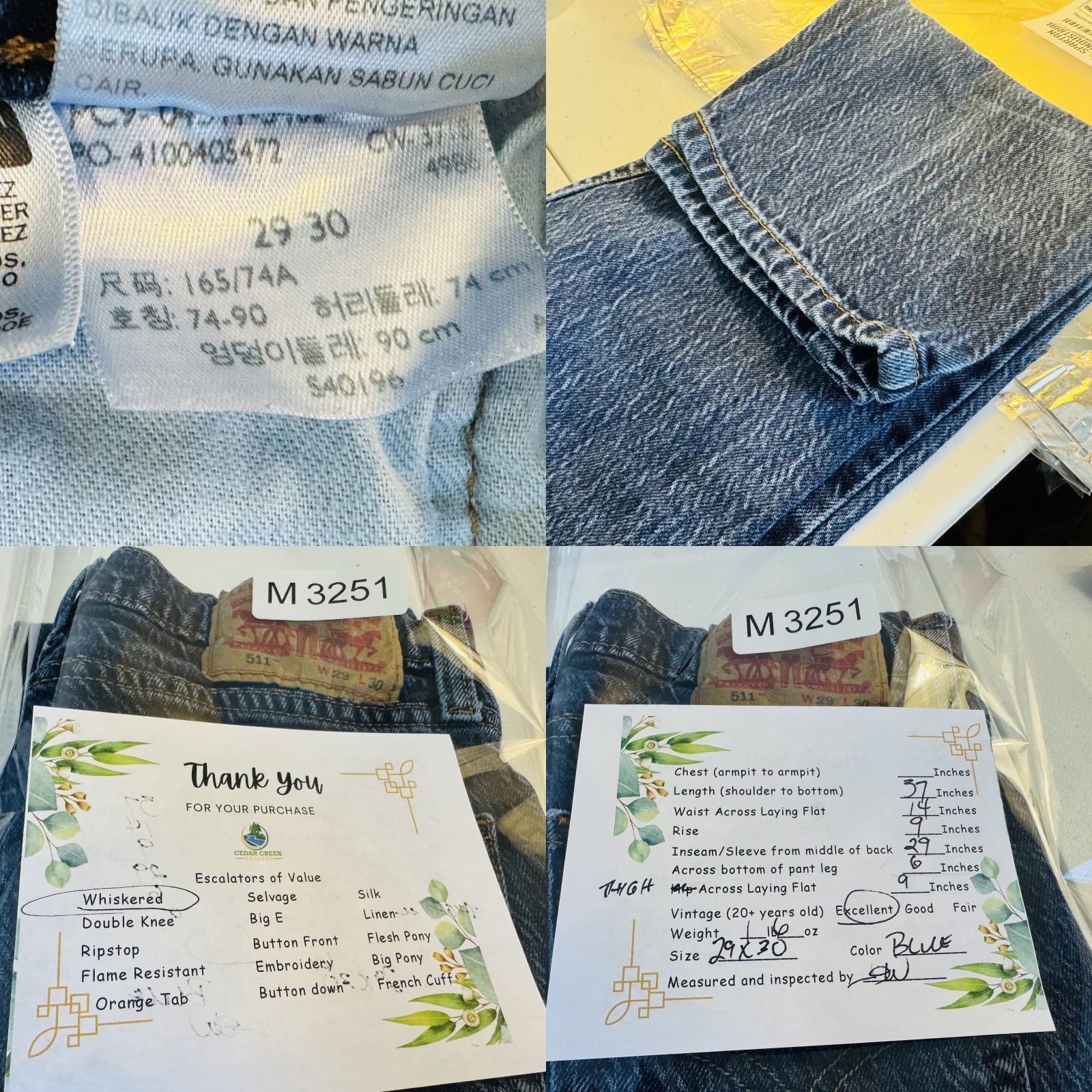 Levi's VINTAGE Levi's 511 Jeans Mens 29x30 Slim Taper Blue Medium Wash Denim 5-Pocket Logic Logo Zipper Closure Mens 90s Theme Size US 29 - 8 Thumbnail