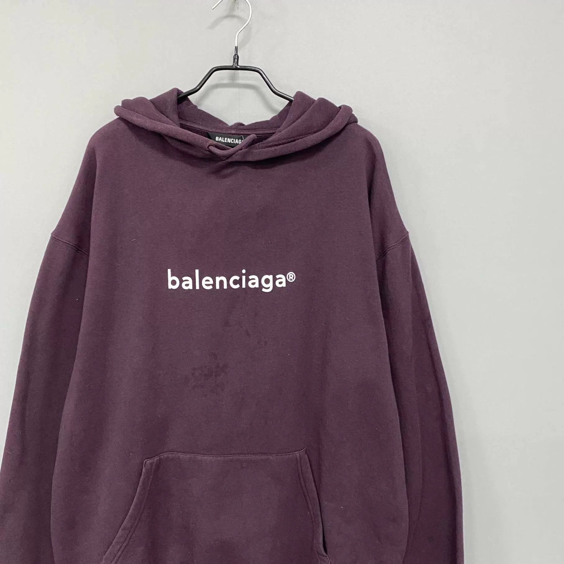 Balenciaga Balenciaga DarkPurple Mailbox Logo Hoodie S 95 Stained Size US S / EU 44-46 / 1 - 2 Thumbnail