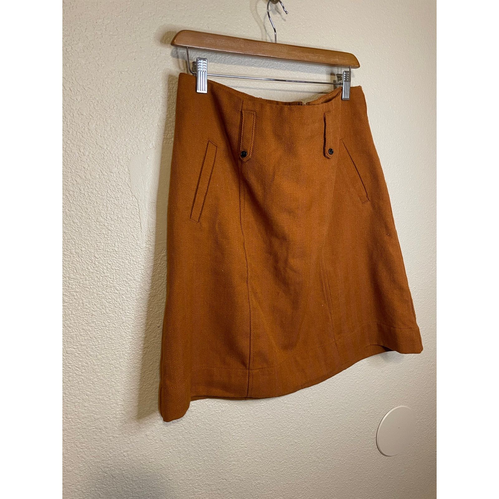 Merona Merona Wool Blend Rust Orange Retro High Waisted Mini Skirt Size 32" / US 10 / IT 46 - 10 Thumbnail