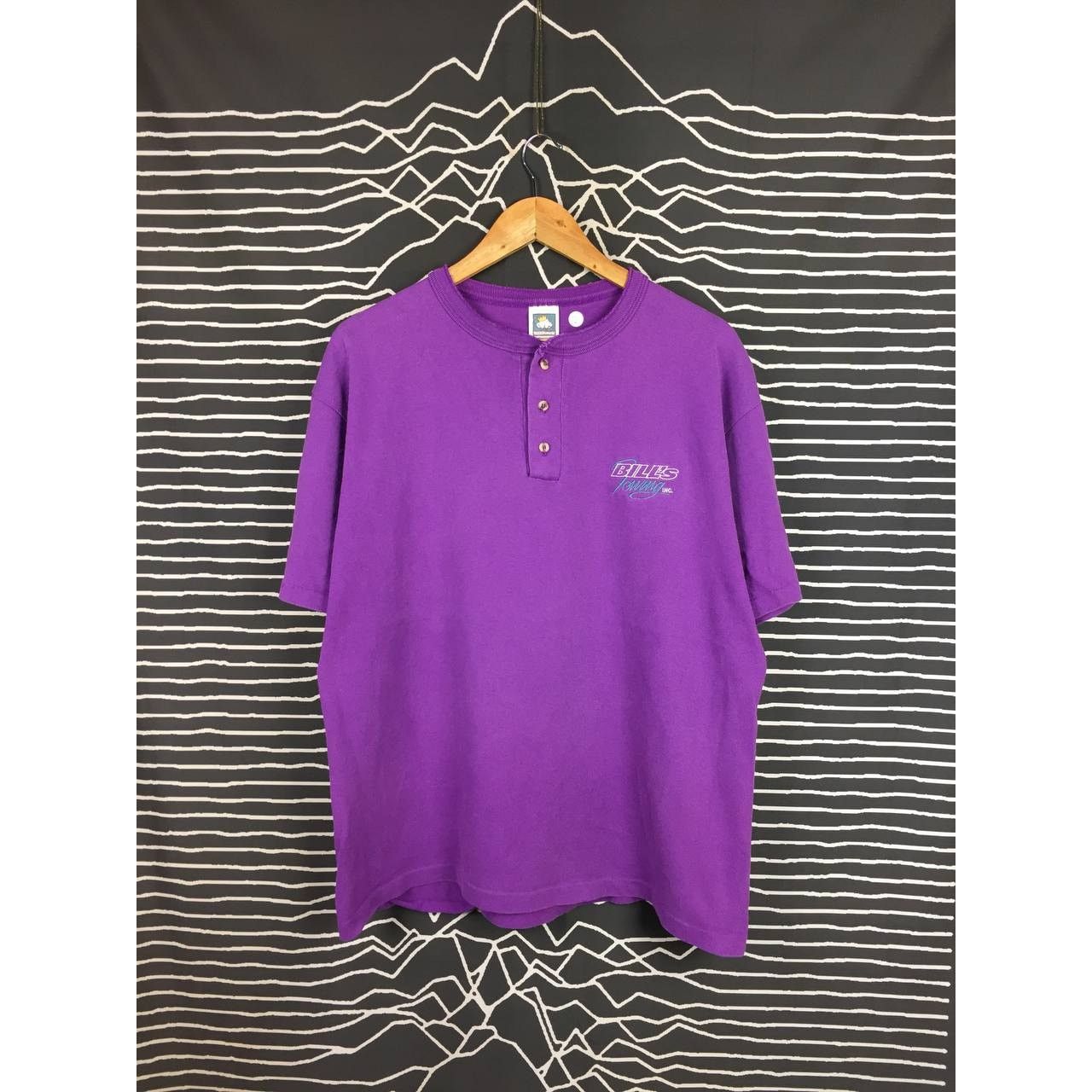 Vintage Vtg 90s Bill's Towing Inc Made In Usa Henley Neck Promo Tee Size US L / EU 52-54 / 3 - 2 Thumbnail