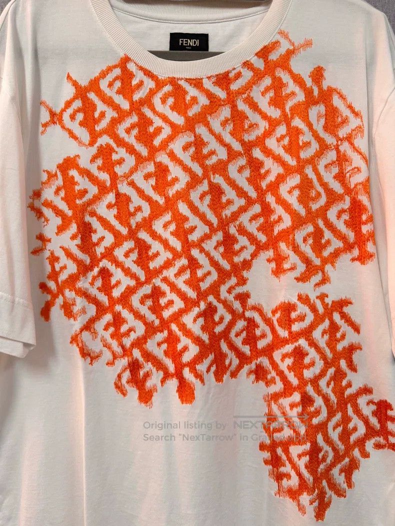 Fendi Fendi White and orange color block ff short-sleeved shirt Size US M / EU 48-50 / 2 - 3 Thumbnail