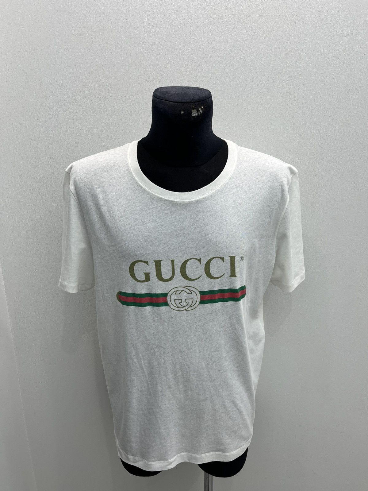 Gucci Gucci Belt Logo Distressed Cotton Light Tee T-shirt Size US L / EU 52-54 / 3 - 1 Thumbnail