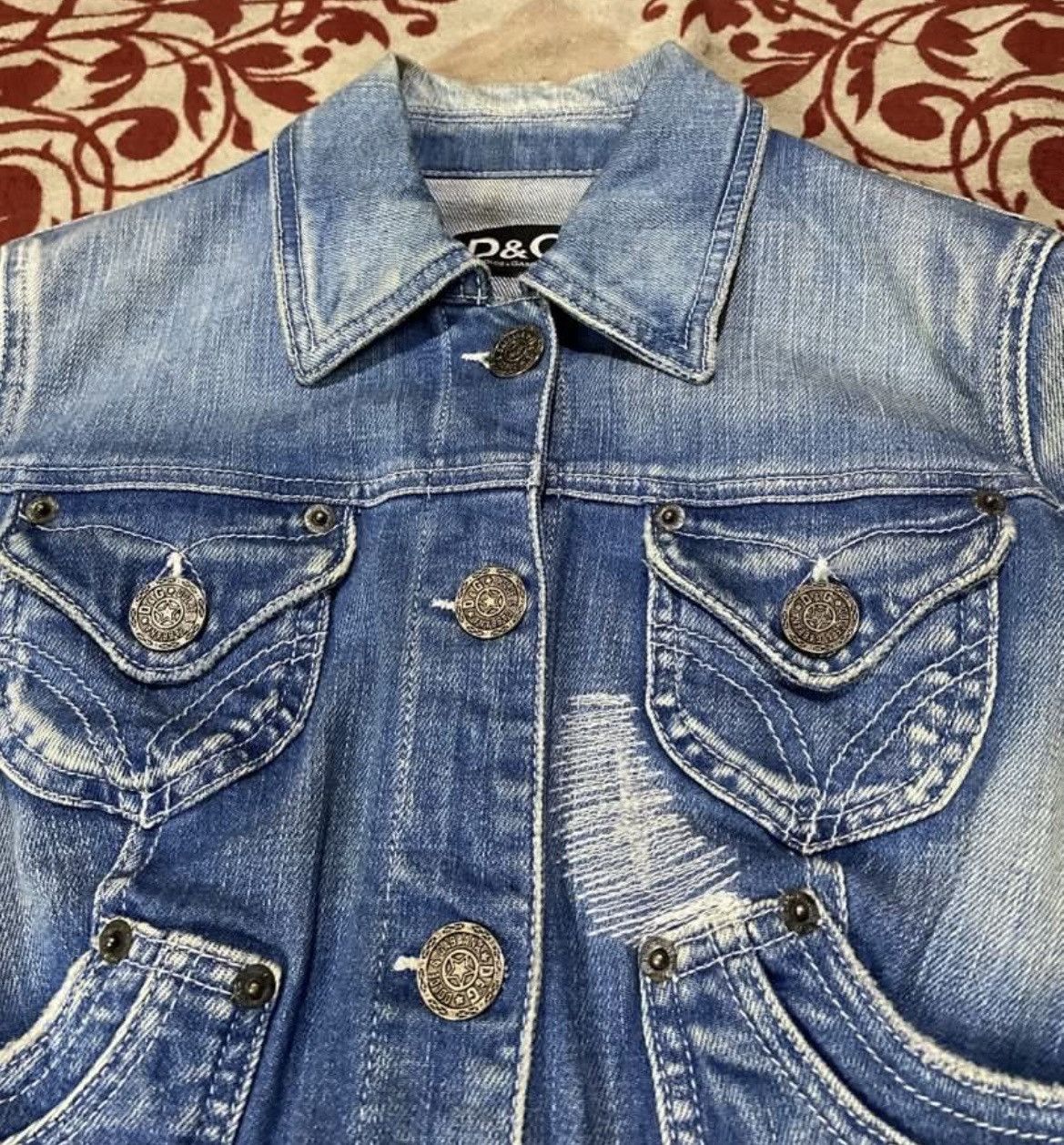Dolce & Gabbana Vintage Dolce&Gabbana Distressed Denim Jacket Size S / US 4 / IT 40 - 2 Thumbnail