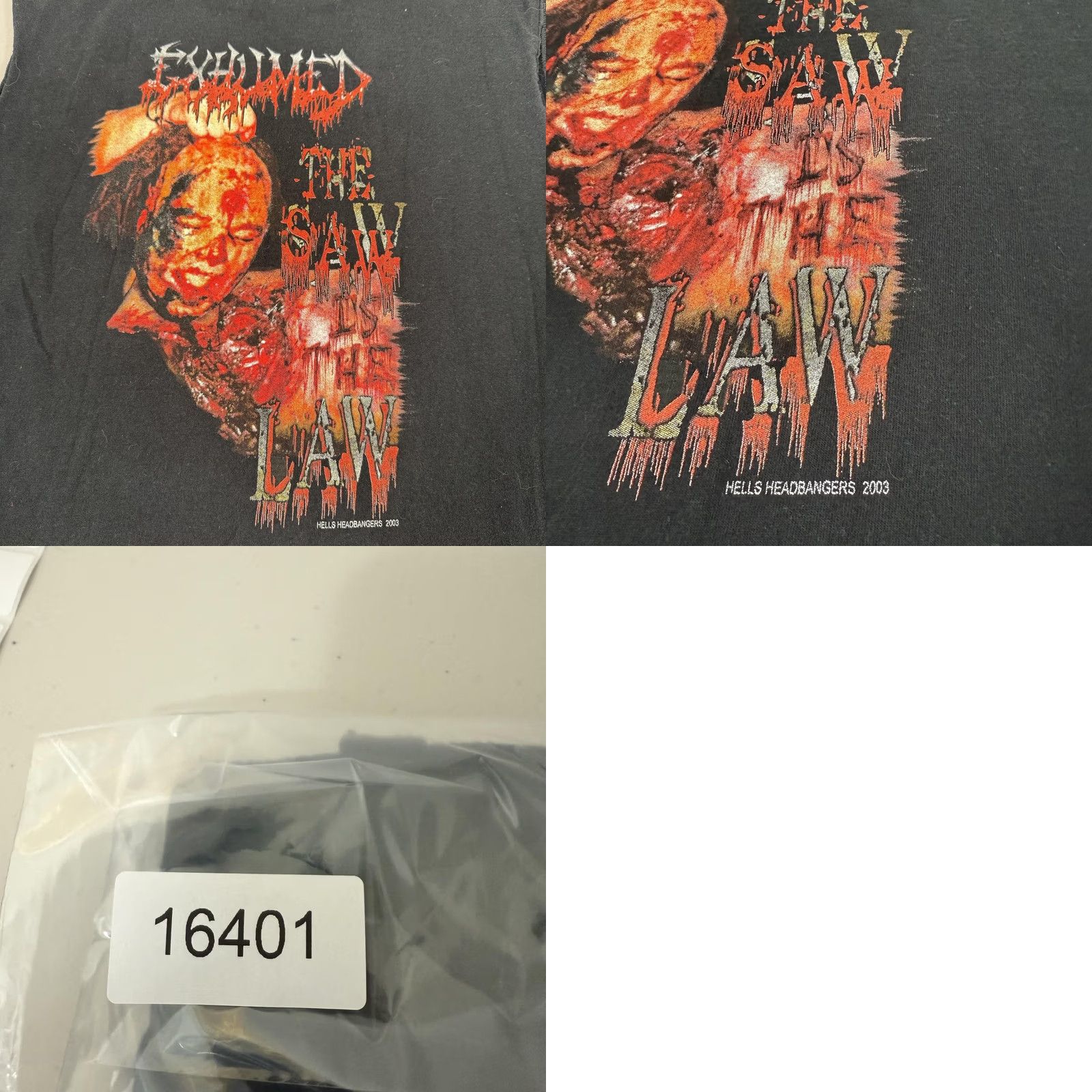 Fruit Of The Loom VINTAGE Fruit of the Loom Exhumed The Saw Is The Law Sleeveless T-Shirt Mens L Black Graphic Print Band Music Horror Death Metal Size US L / EU 52-54 / 3 - 9 Thumbnail